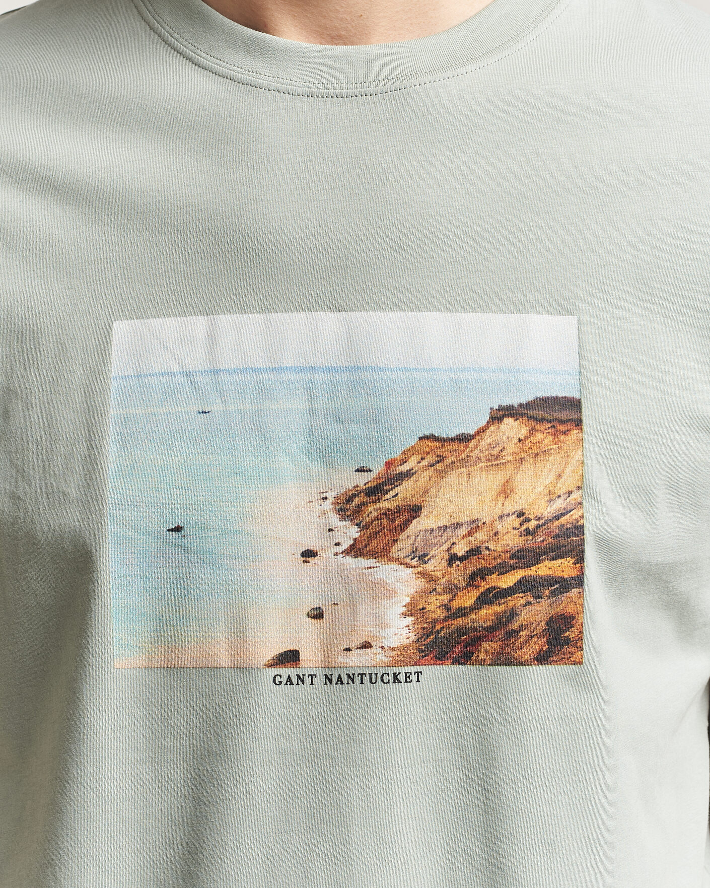 Herre | T-Shirts | GANT | Scenery Graphic Crew Neck T-Shirt Ceramic Grey
