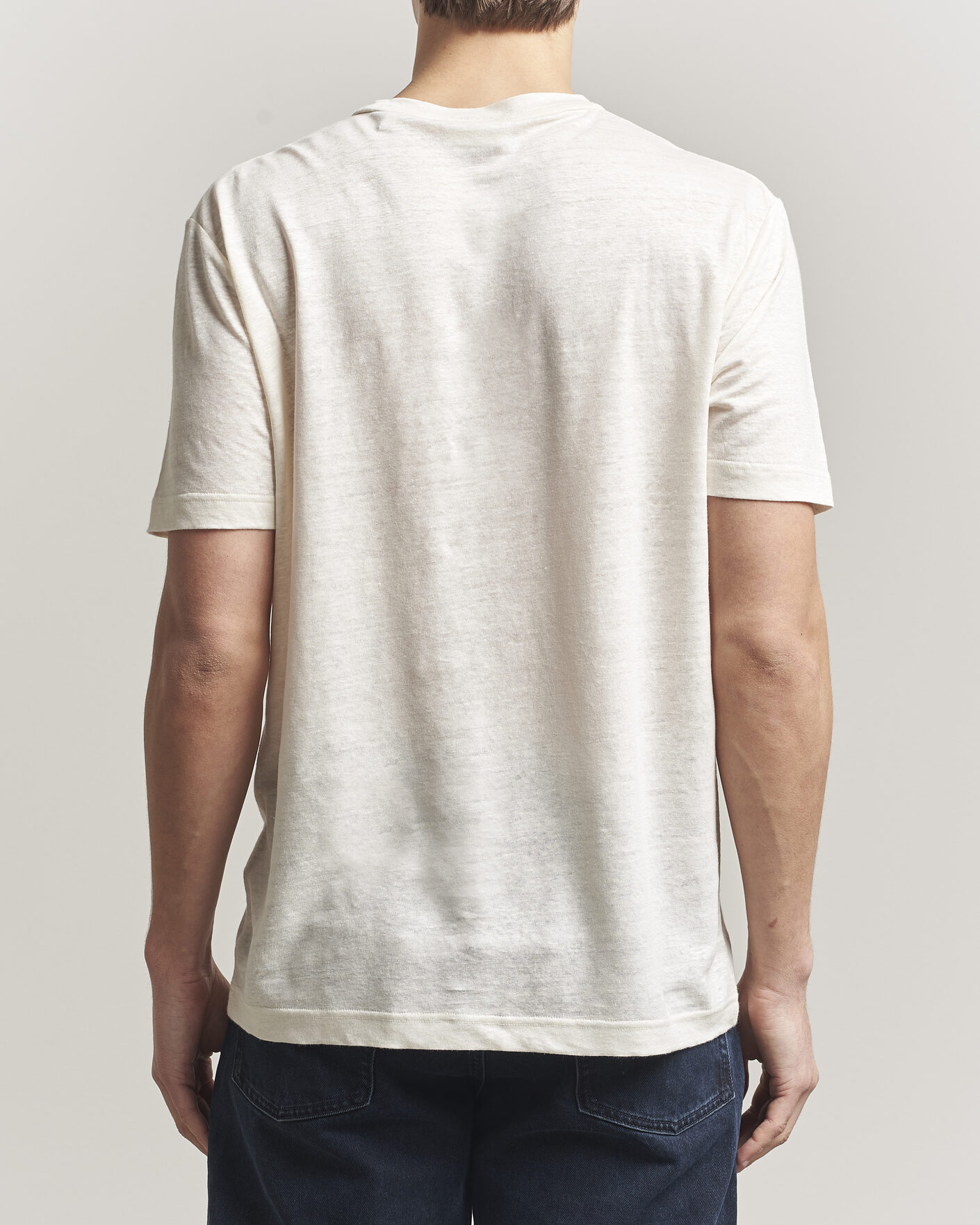 Herre | T-Shirts | GANT | Linen T-Shirt Creamed White