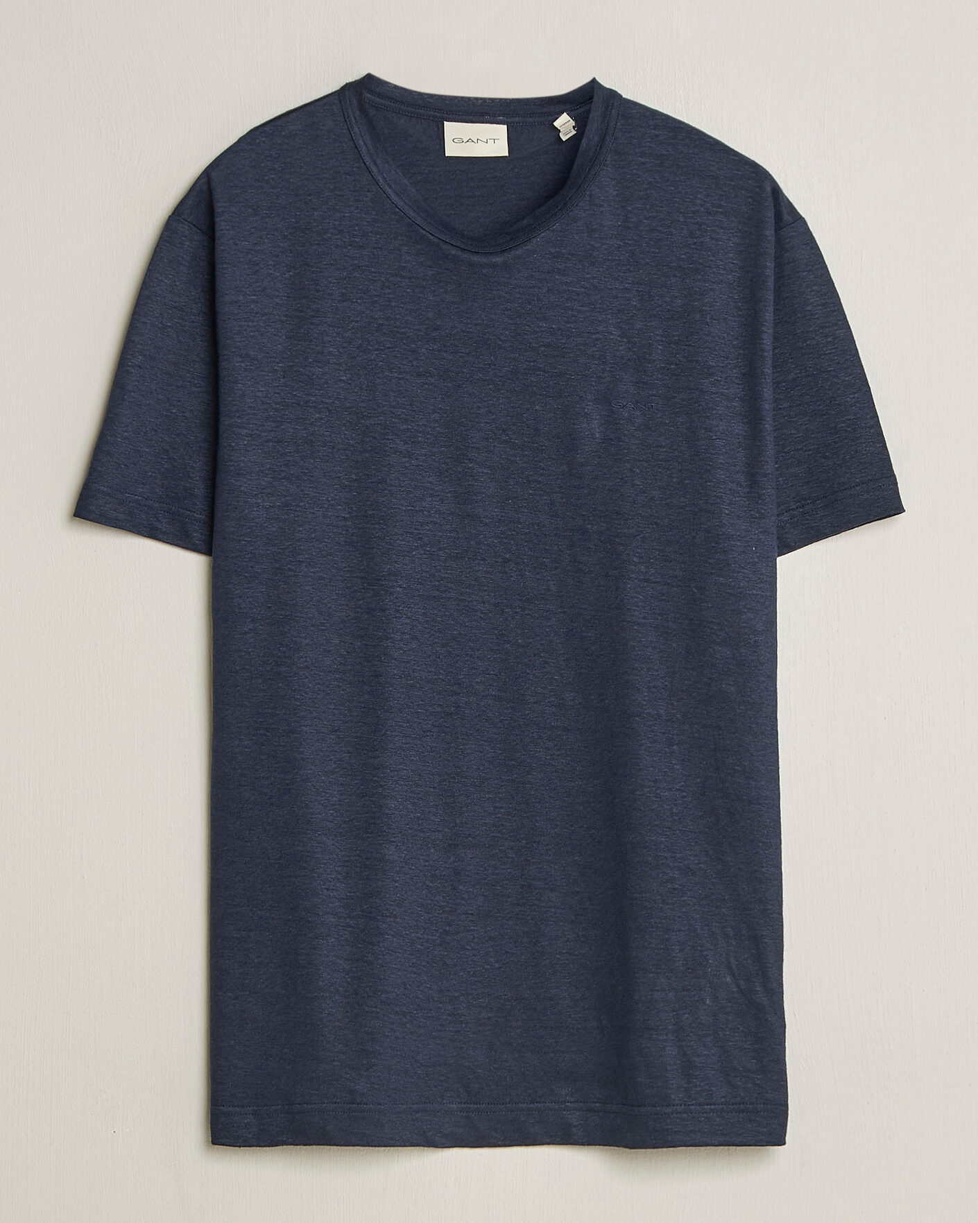 Herre | T-Shirts | Gant | Linen T-Shirt Evening Blue