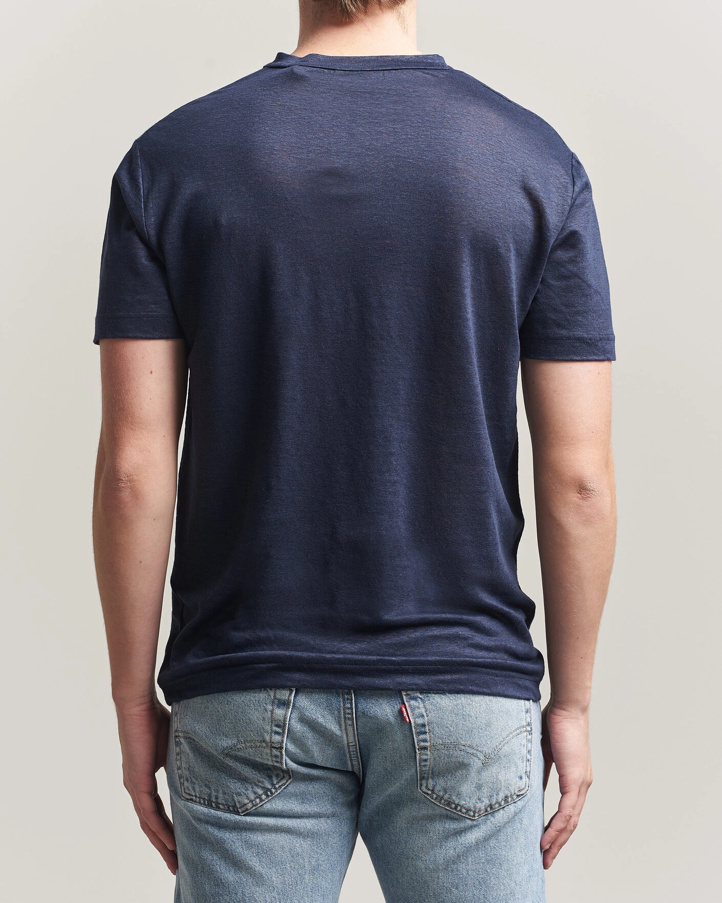 Herre | T-Shirts | GANT | Linen T-Shirt Evening Blue