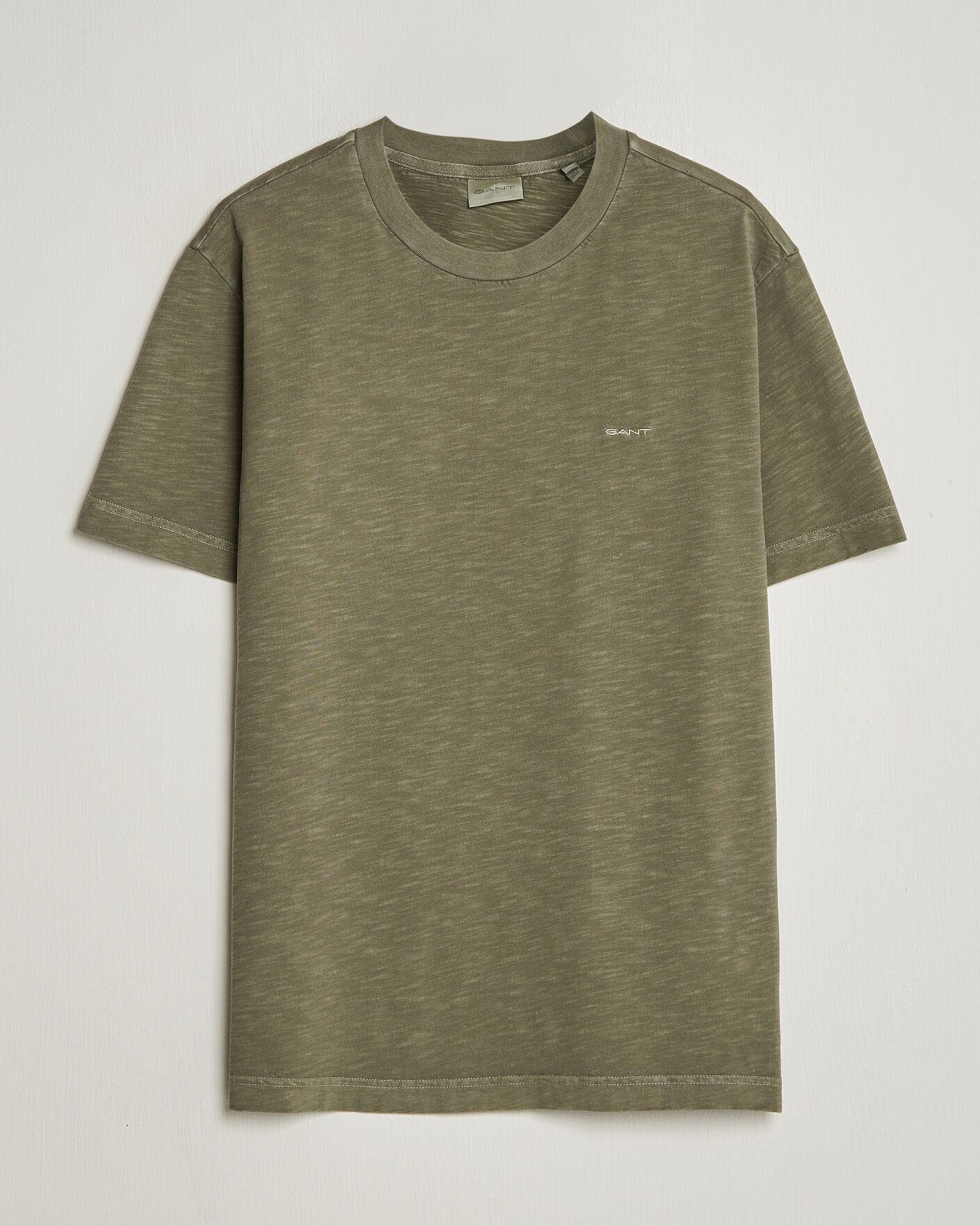 Herre | T-Shirts | Gant | Washed Slub T-Shirt Dry Herb Green