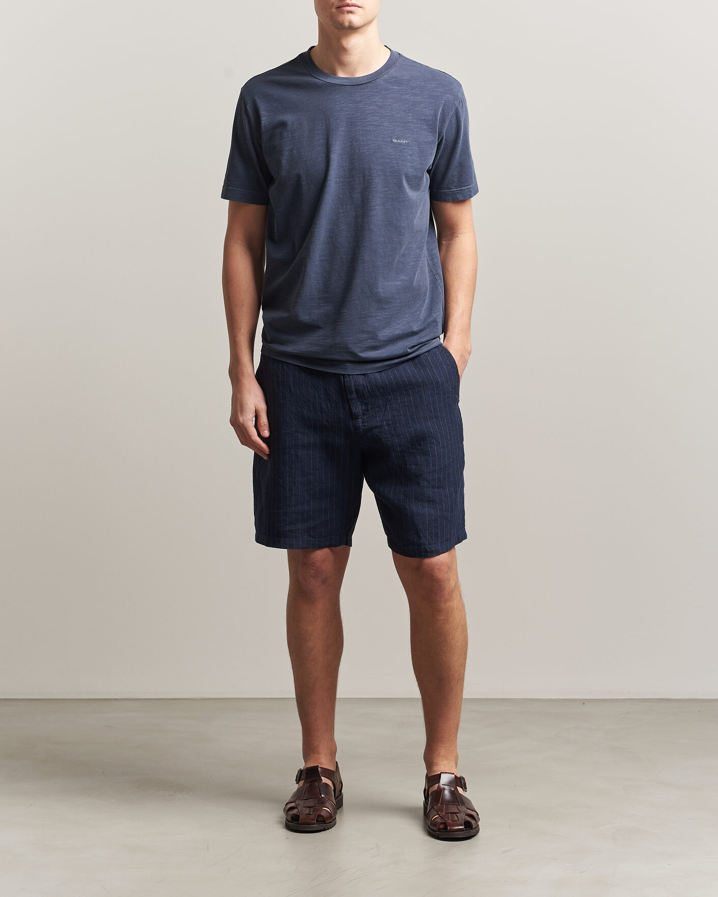 Herre | T-Shirts | Gant | Washed Slub T-Shirt Evening Blue