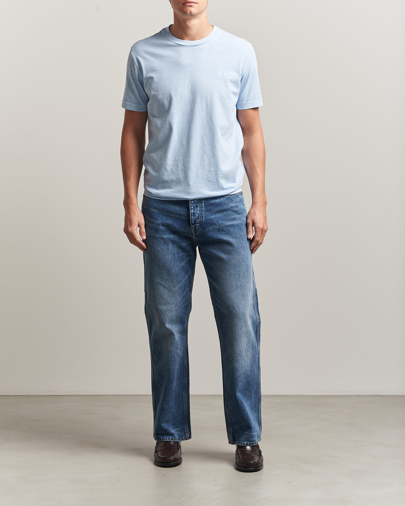 Herre | T-Shirts | Gant | Washed Slub T-Shirt Fresh Blue