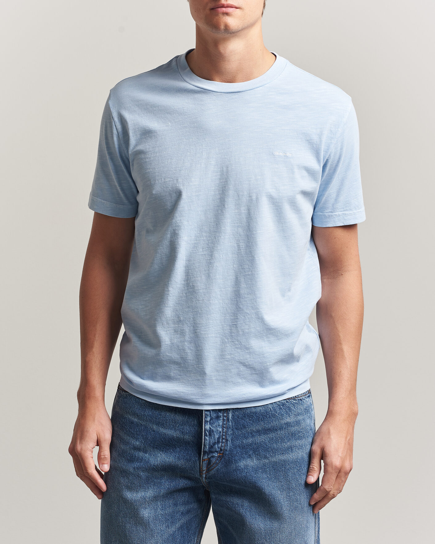 Herre | T-Shirts | Gant | Washed Slub T-Shirt Fresh Blue