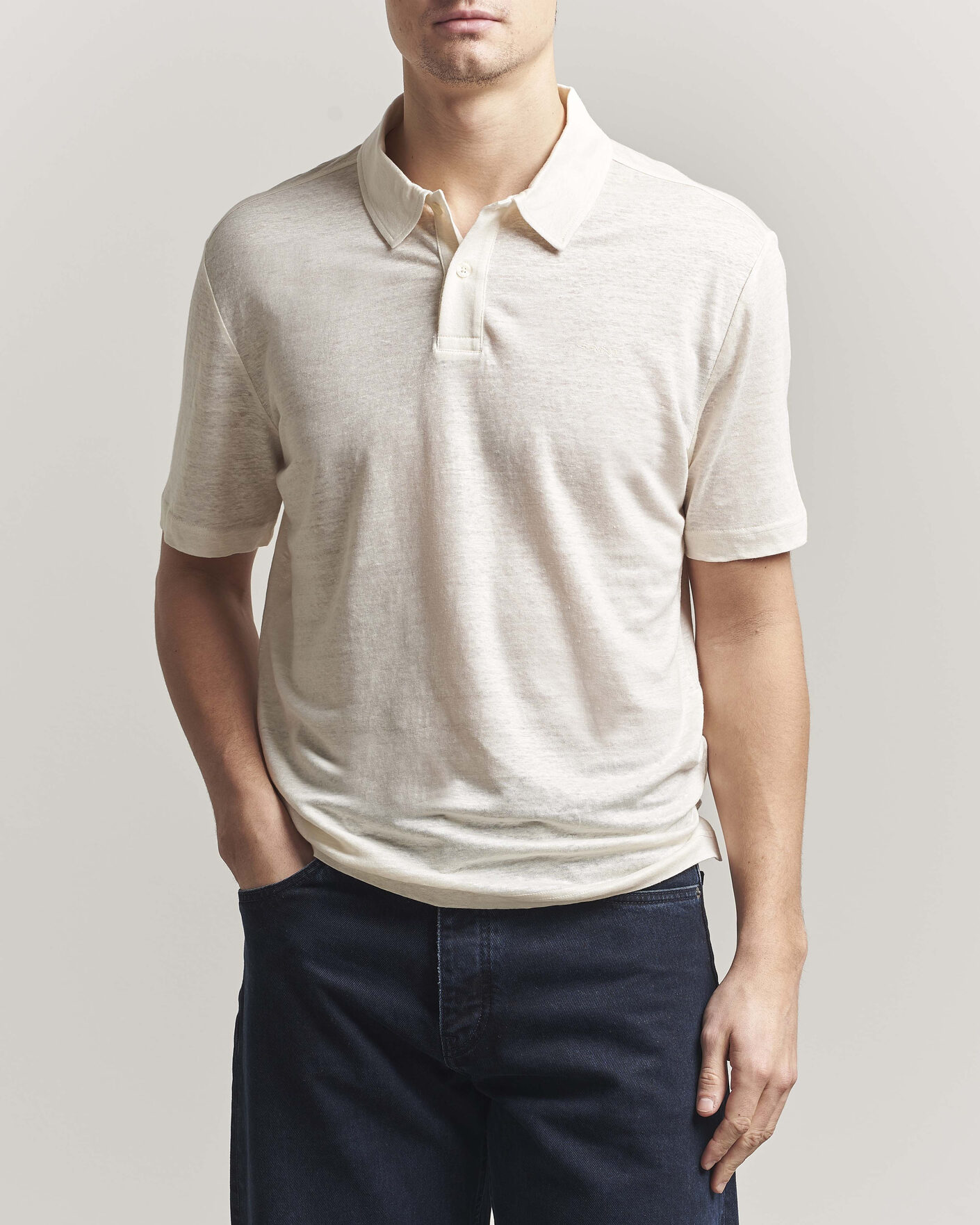 Herre | Pikéer | GANT | Linen Polo Creamed White
