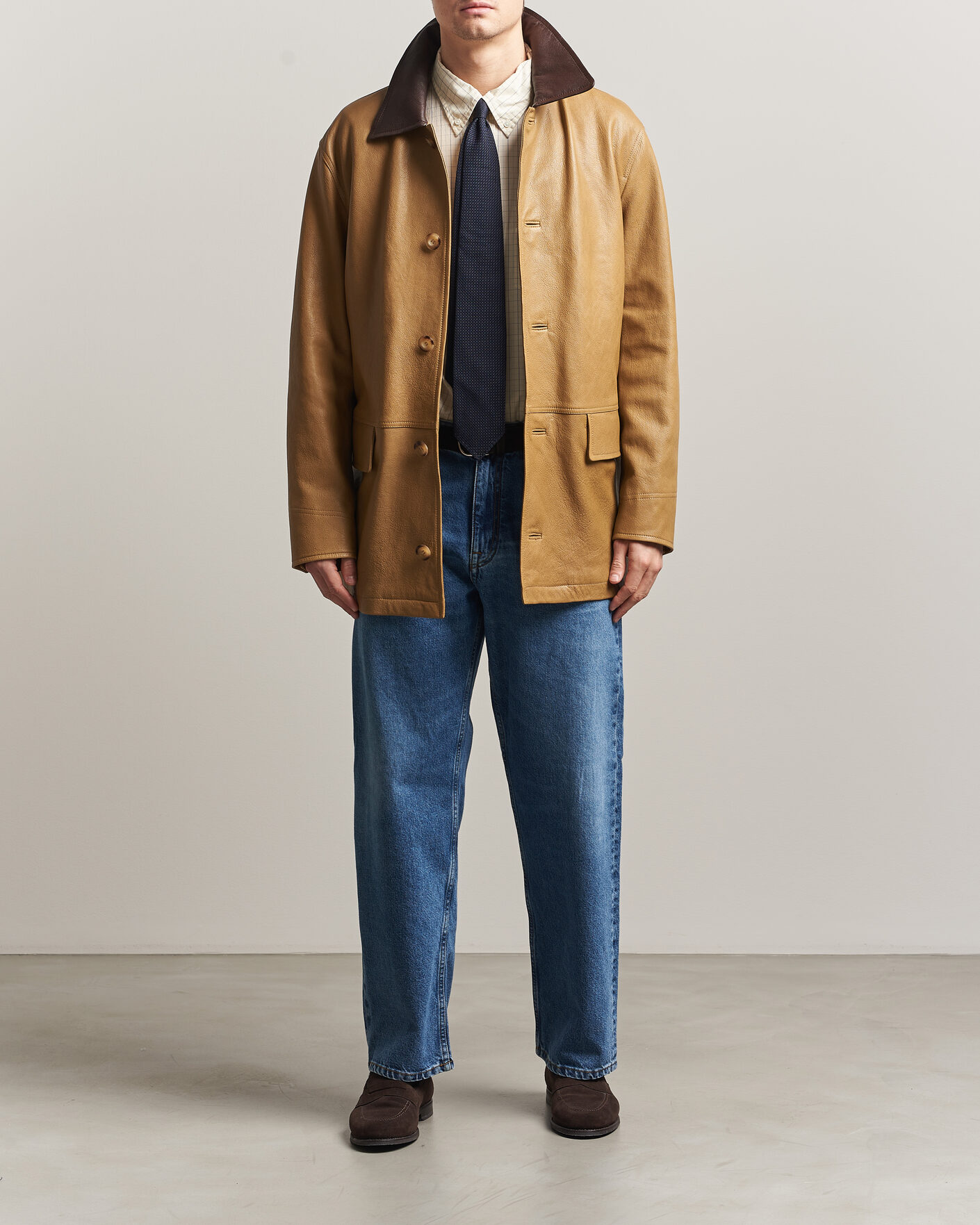 Herre | Jakker | Gant | Leather Decker Jacket Warm Khaki