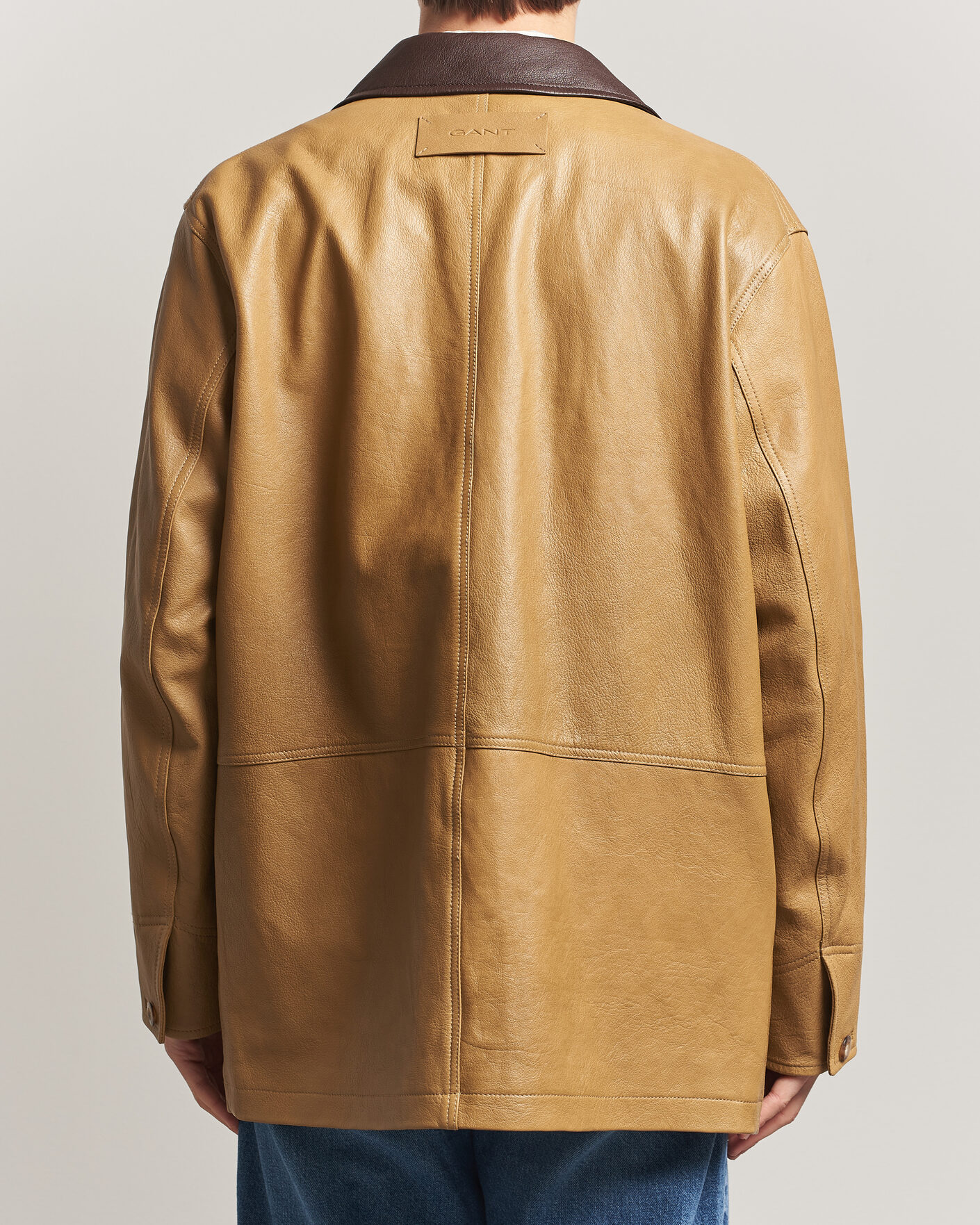 Herre | Jakker | Gant | Leather Decker Jacket Warm Khaki