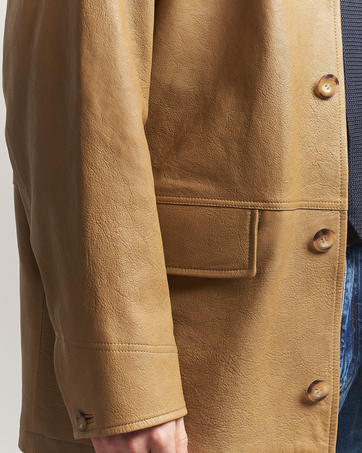 Herre | Jakker | Gant | Leather Decker Jacket Warm Khaki