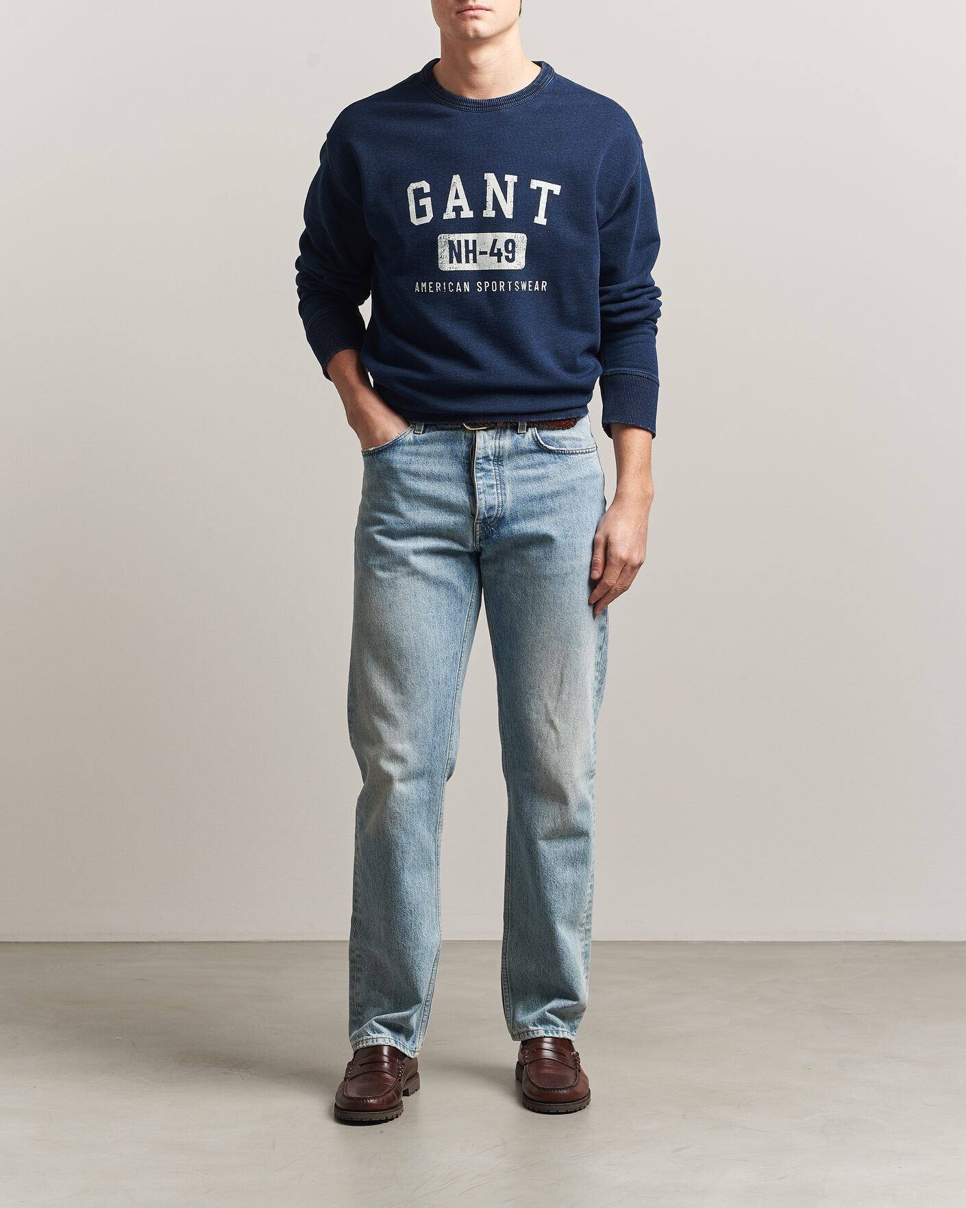 Herre | Gensere | GANT | Indigo Graphic Sweatshirt Dark Blue