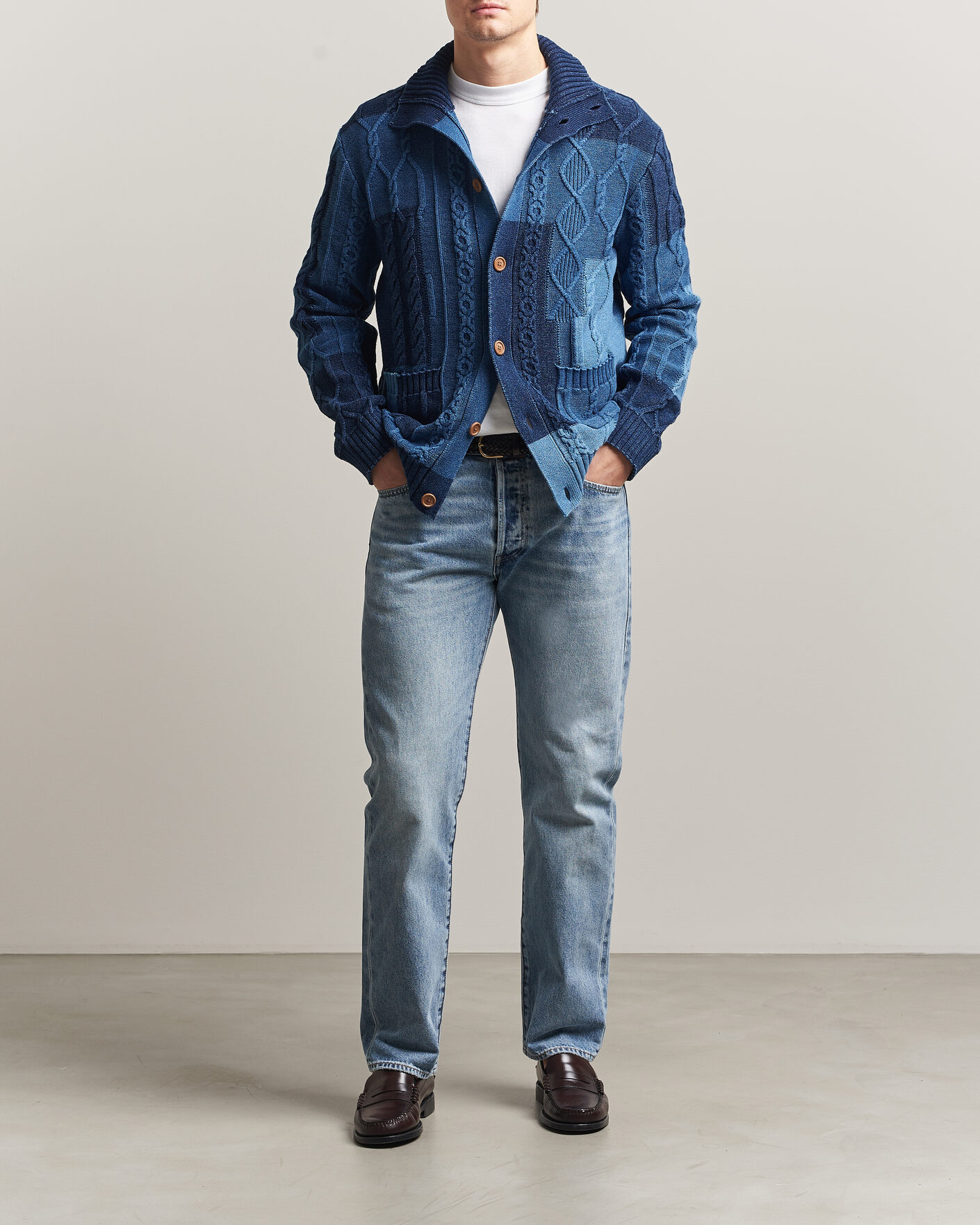 Herre | Gensere | GANT | Indigo Cotton Cable Cardigan Rich Navy