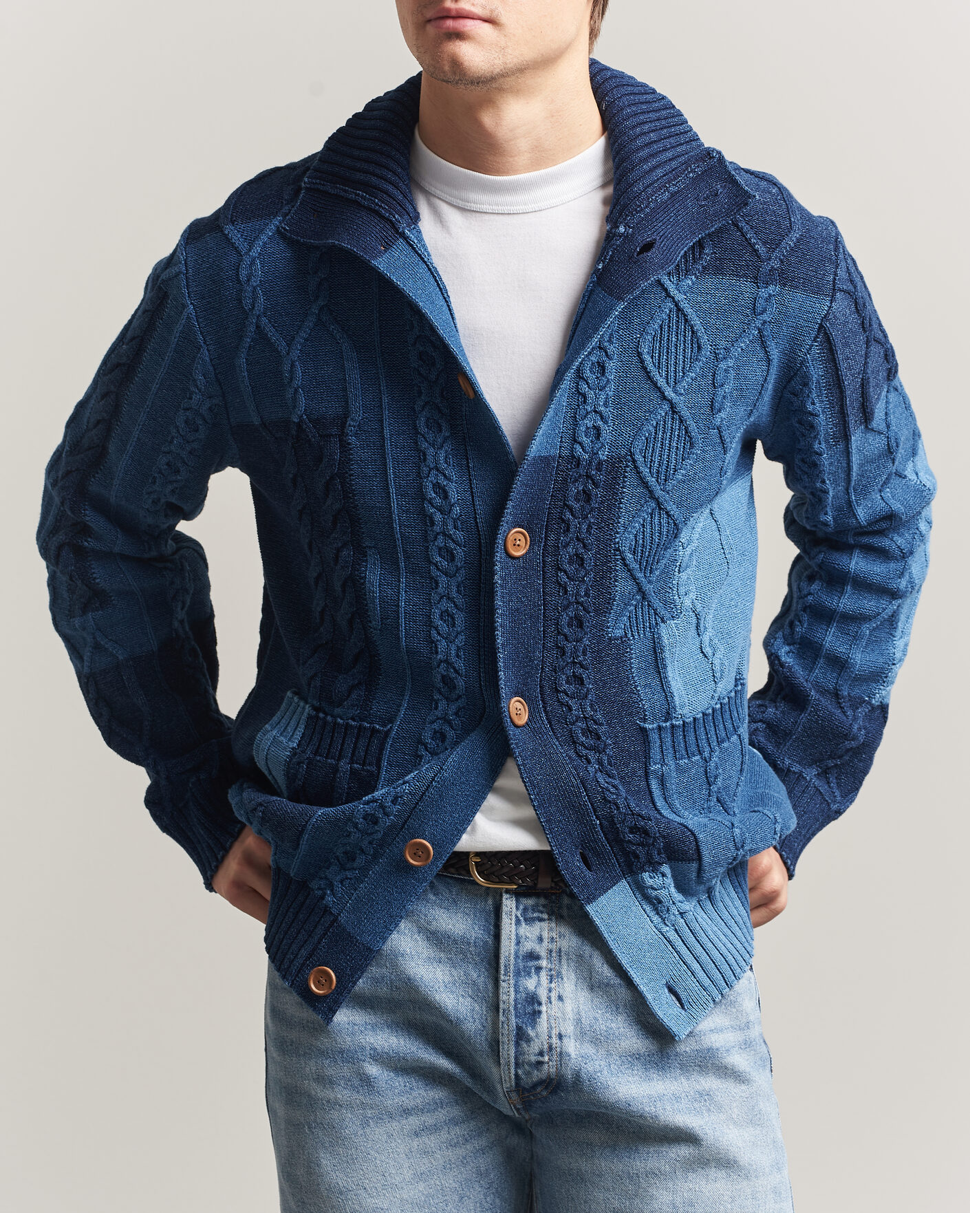 Herre | Gensere | GANT | Indigo Cotton Cable Cardigan Rich Navy