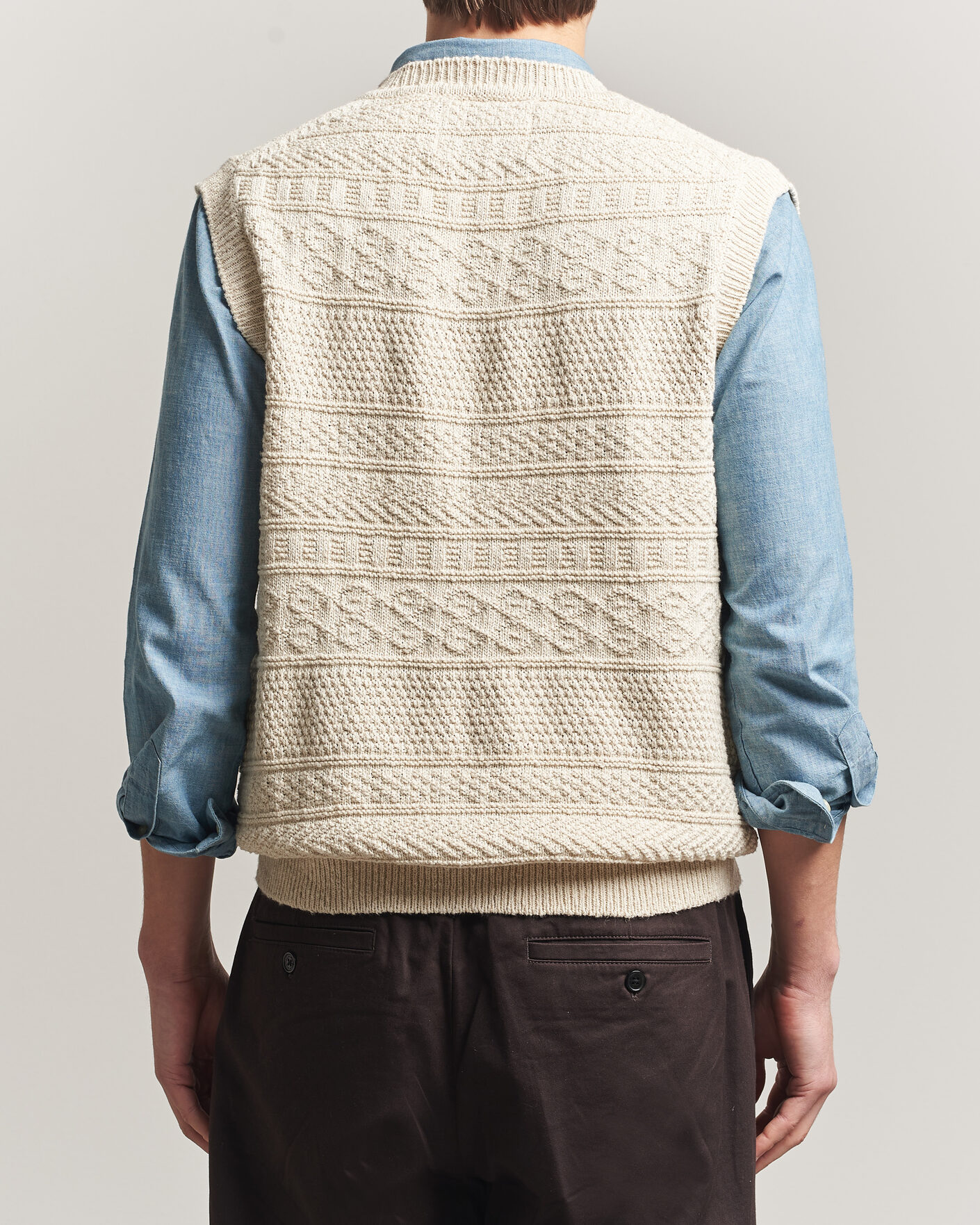 Herre | Gensere | Gant | Cotton/Linen Textured Vest Creamed White