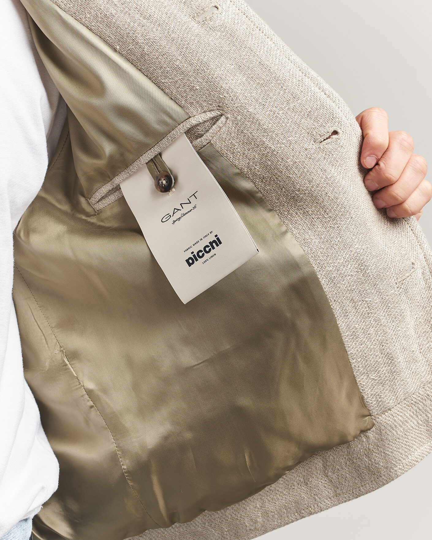 Herre | Jakker | Gant | Washed Linen Jacket Light Taupe
