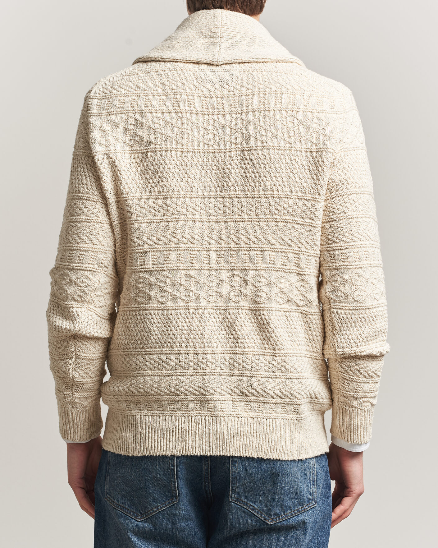 Herre | Gensere | Gant | Cotton/Linen Textured Cardigan Creamed White