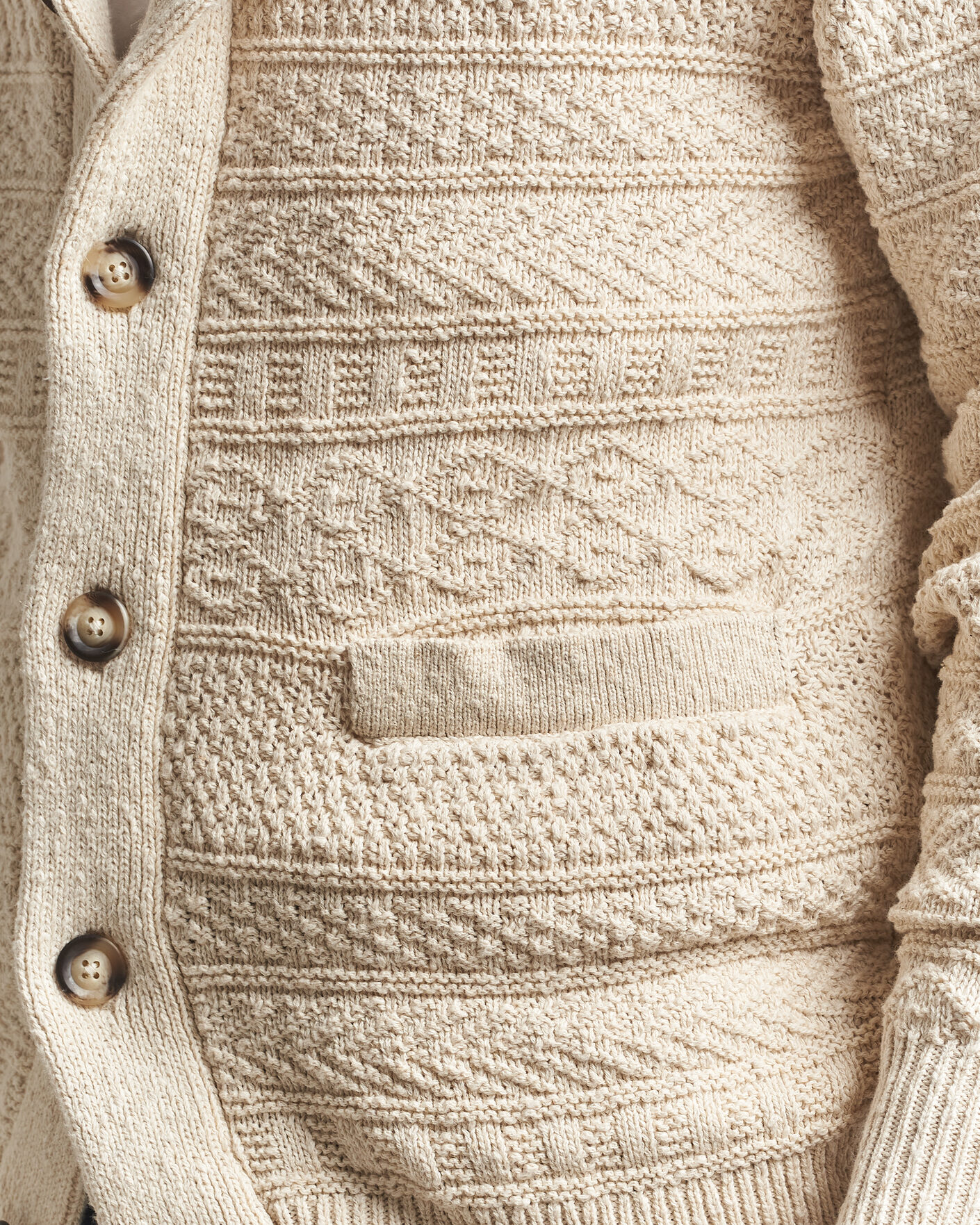 Herre | Gensere | Gant | Cotton/Linen Textured Cardigan Creamed White