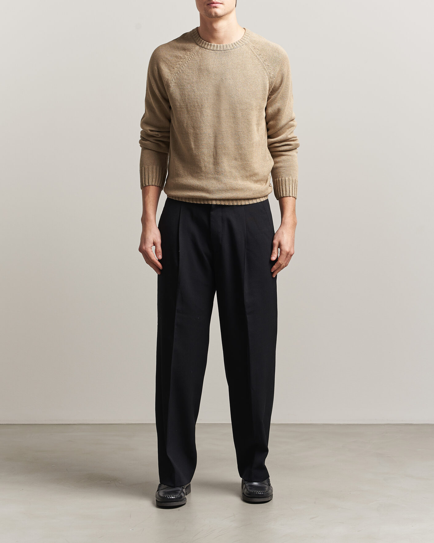 Herre | Gensere | Gant | Linen/Cotton Crew Neck Sweater Dark Khaki