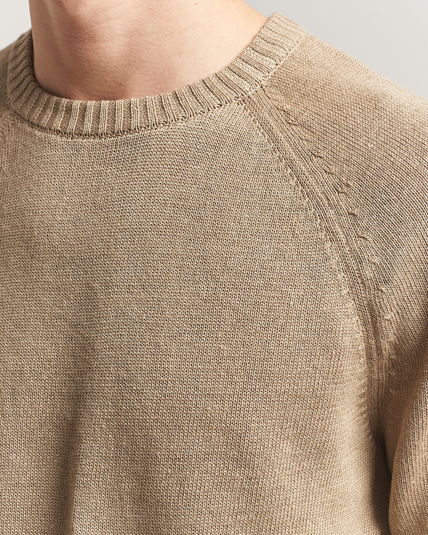 Herre | Gensere | Gant | Linen/Cotton Crew Neck Sweater Dark Khaki