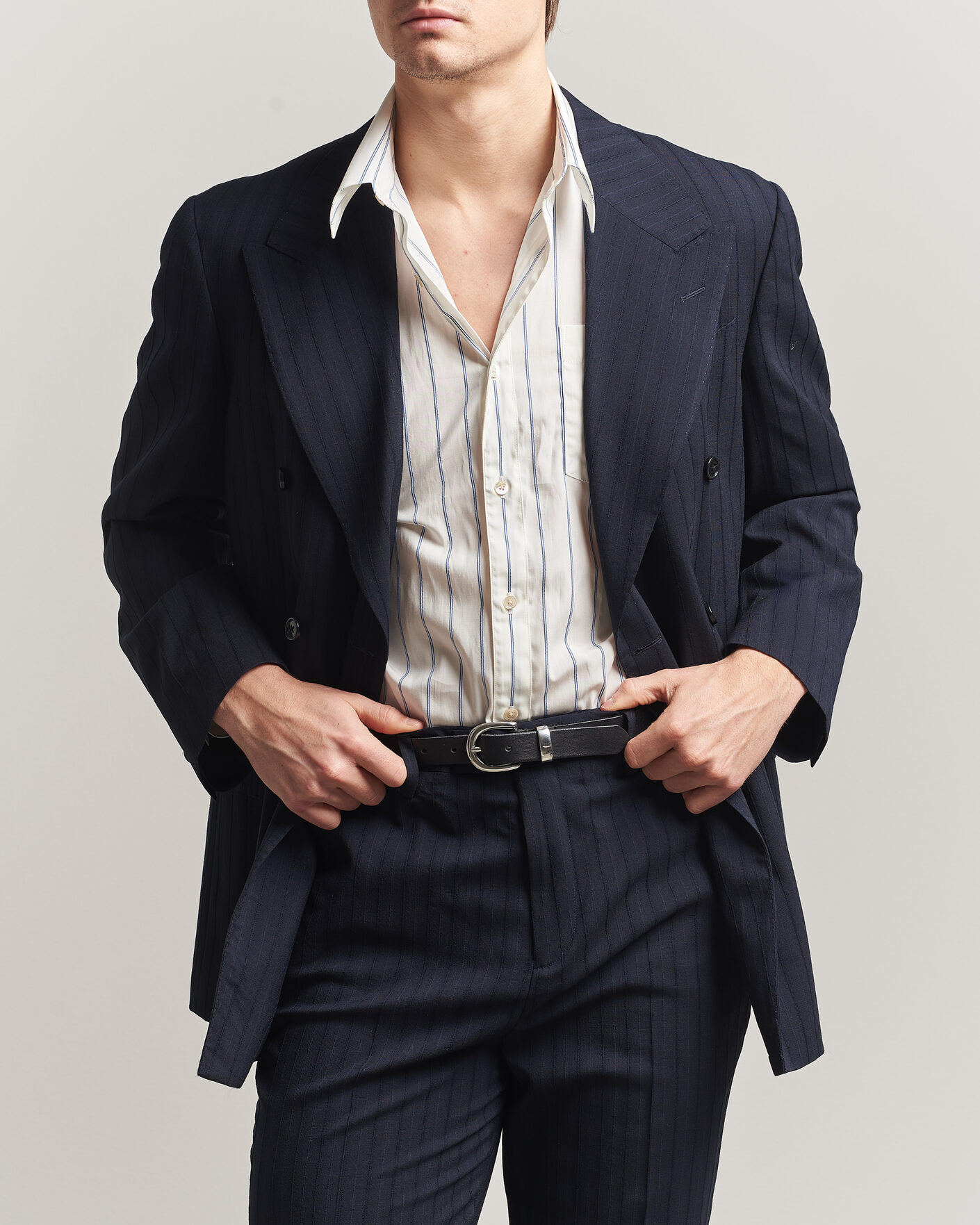 Herre | Dressjakker | Gant | Tonal Pinstriped Suit Blazer Evening Blue