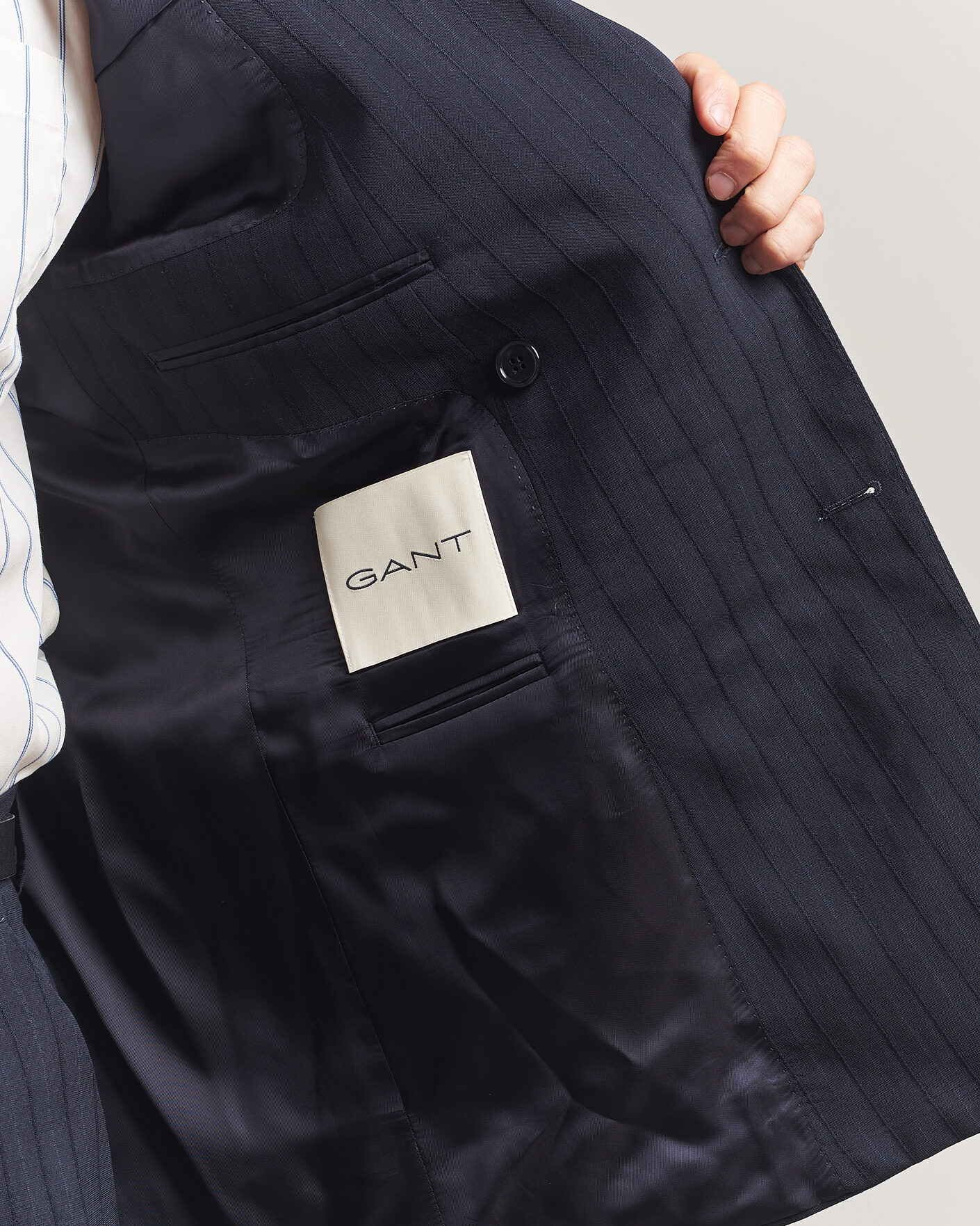 Herre | Dressjakker | Gant | Tonal Pinstriped Suit Blazer Evening Blue