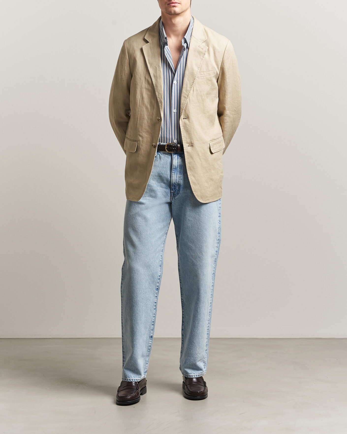 Herre | Dressjakker | GANT | Garment Dyed Linen Blazer Oat Beige