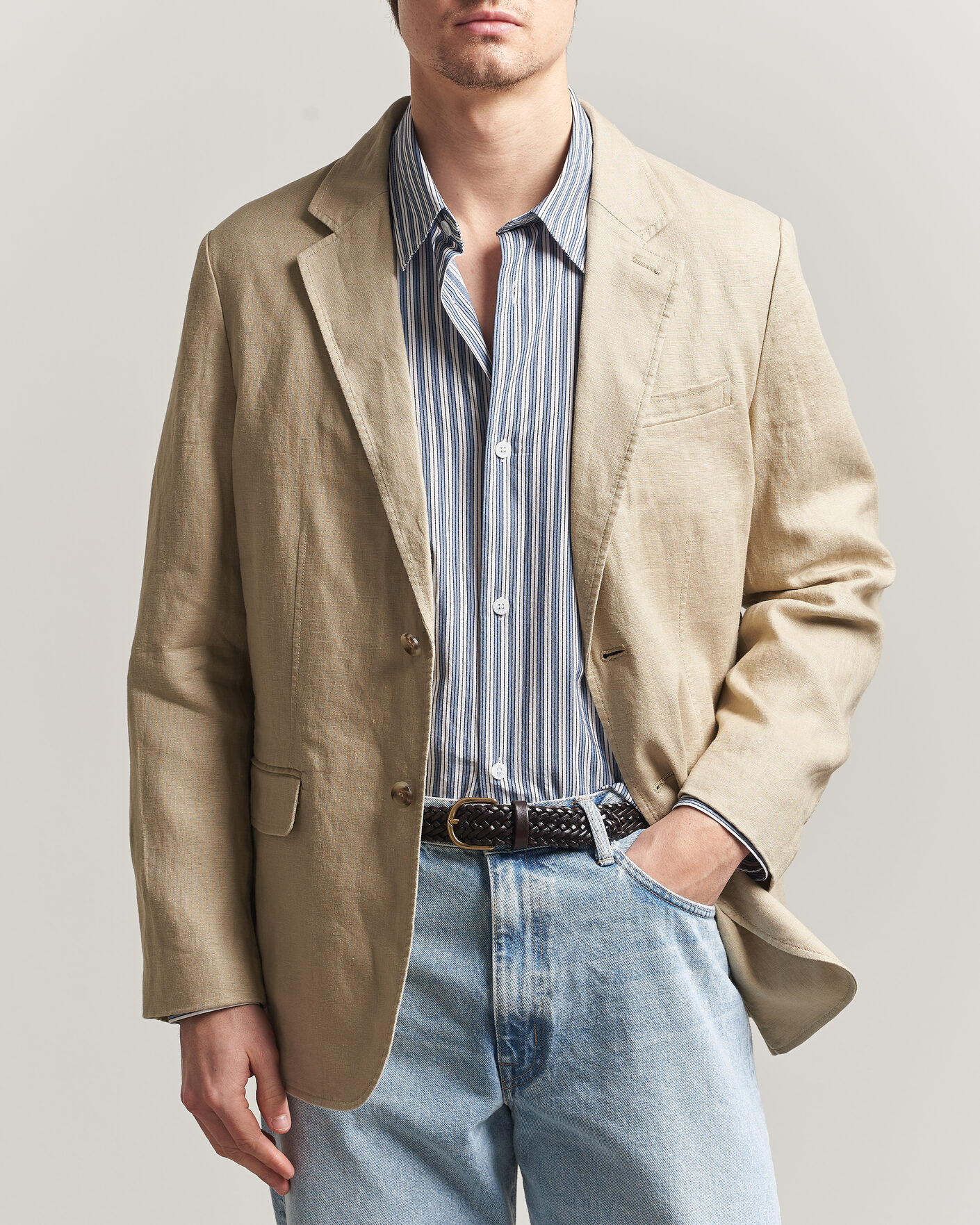 Herre | Dressjakker | GANT | Garment Dyed Linen Blazer Oat Beige