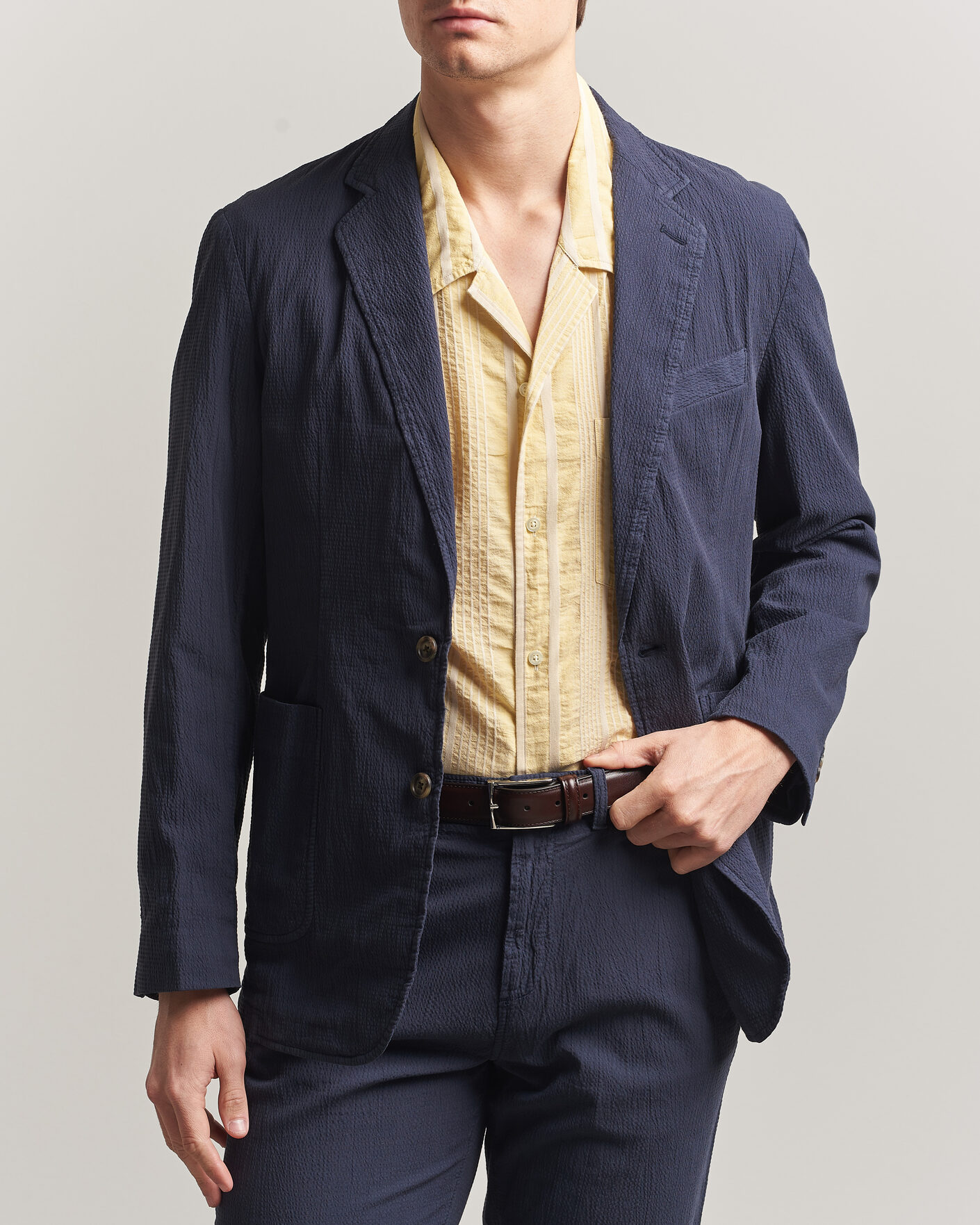 Herre | Dressjakker | Gant | Garment Dyed Seersucker Blazer Evening Blue