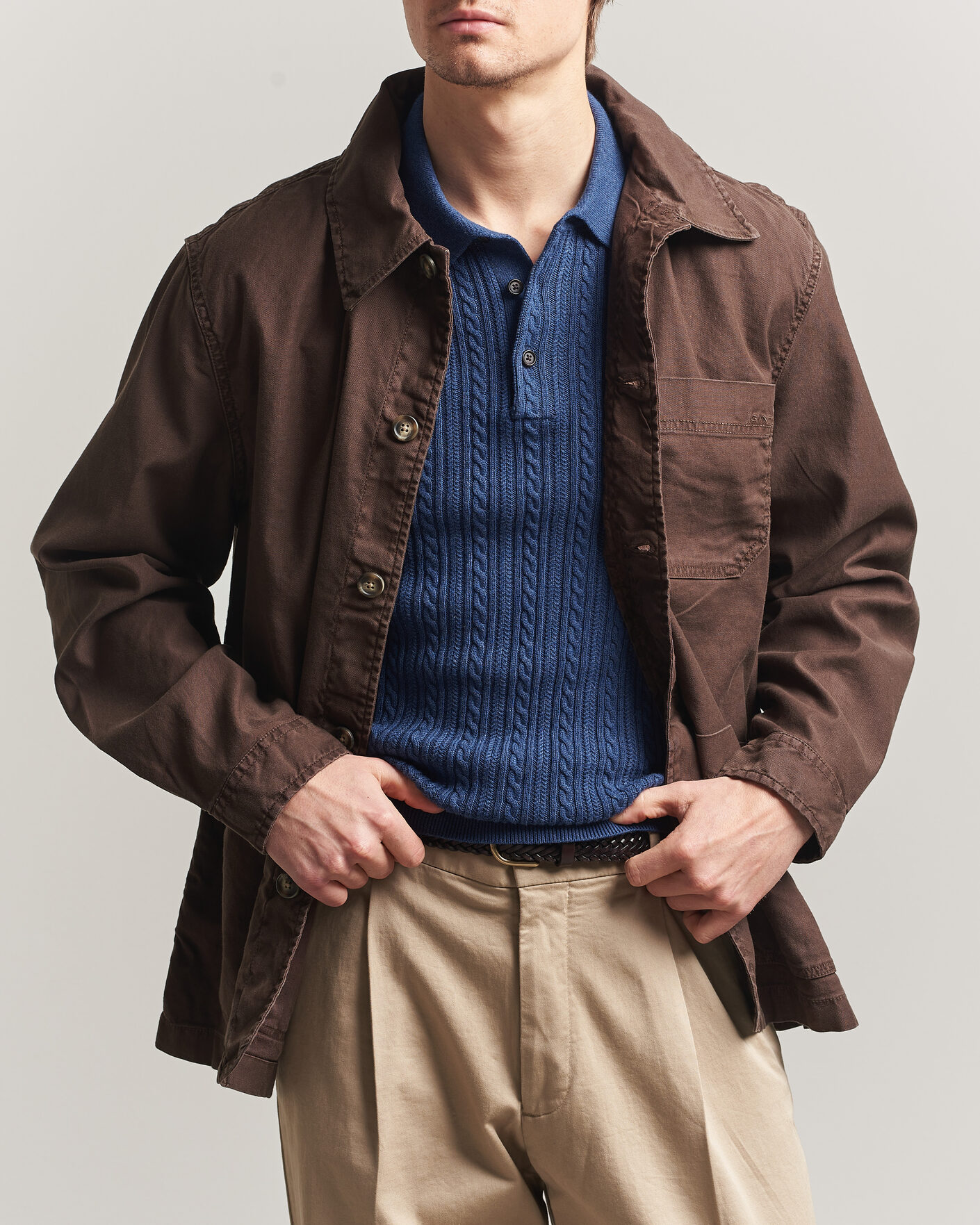 Herre | Skjorter | GANT | Regular Fit Cotton/Linen Overshirt Rich Brown