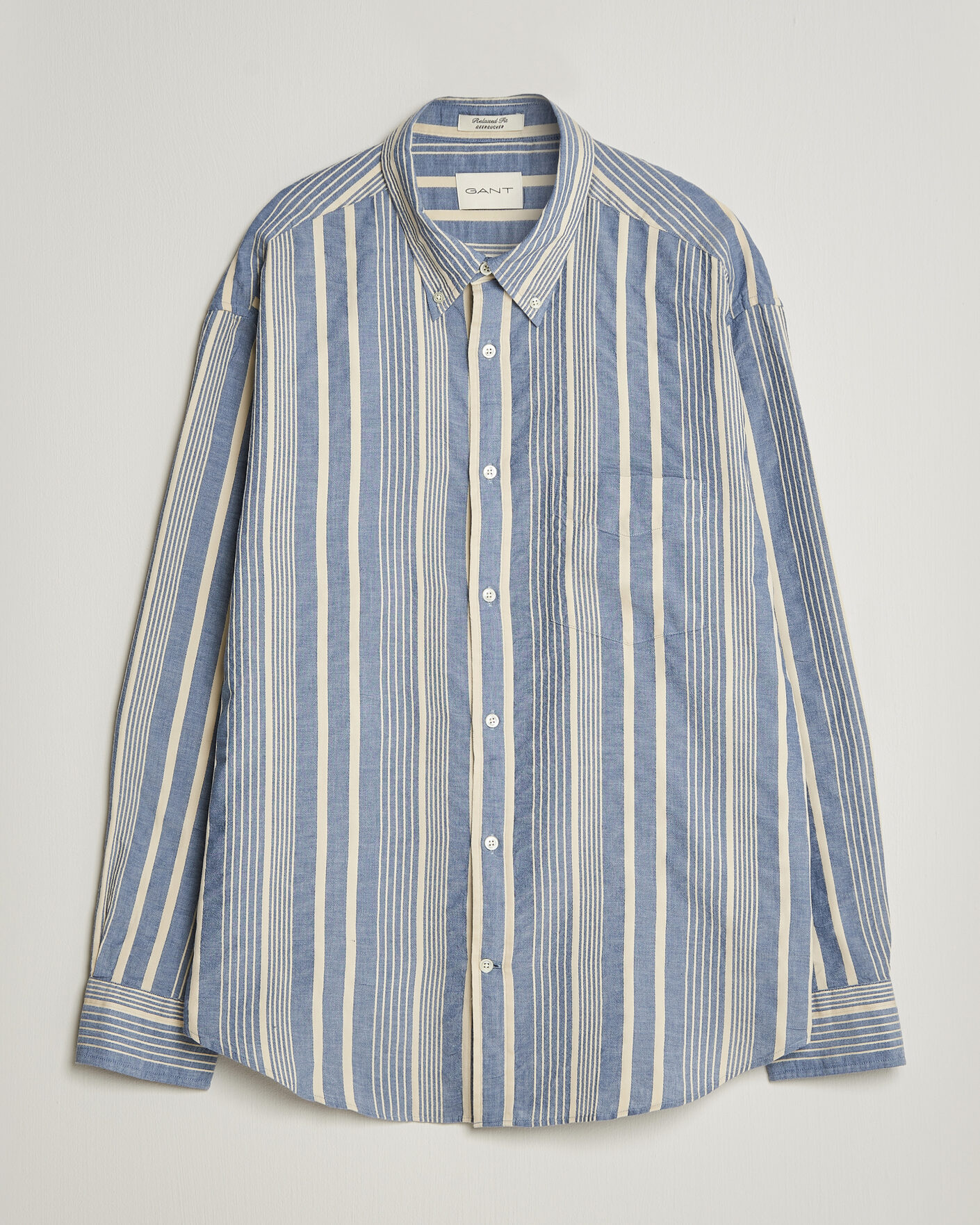 Herre | Skjorter | Gant | Relaxed Fit Seersucker Striped Shirt Vintage Blue