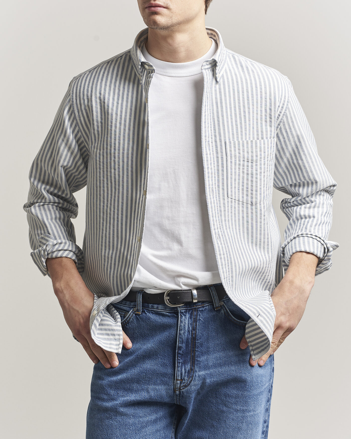 Herre | Skjorter | Gant | Regular Fit Textured Striped Shirt Vintage Blue