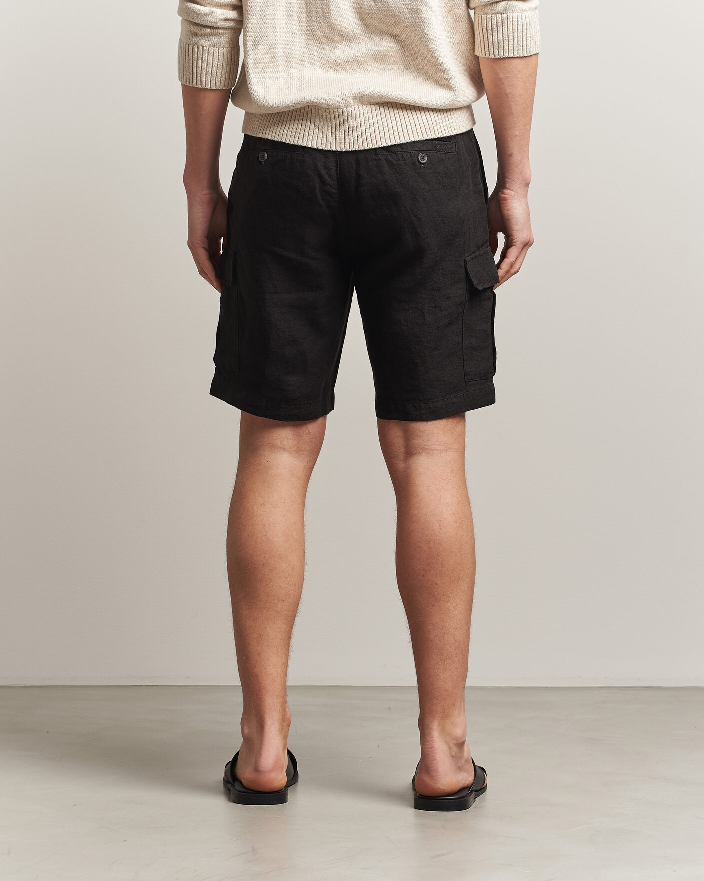 Herre | Shorts | GANT | Regular Fit Linen Cargo Shorts Ebony Black