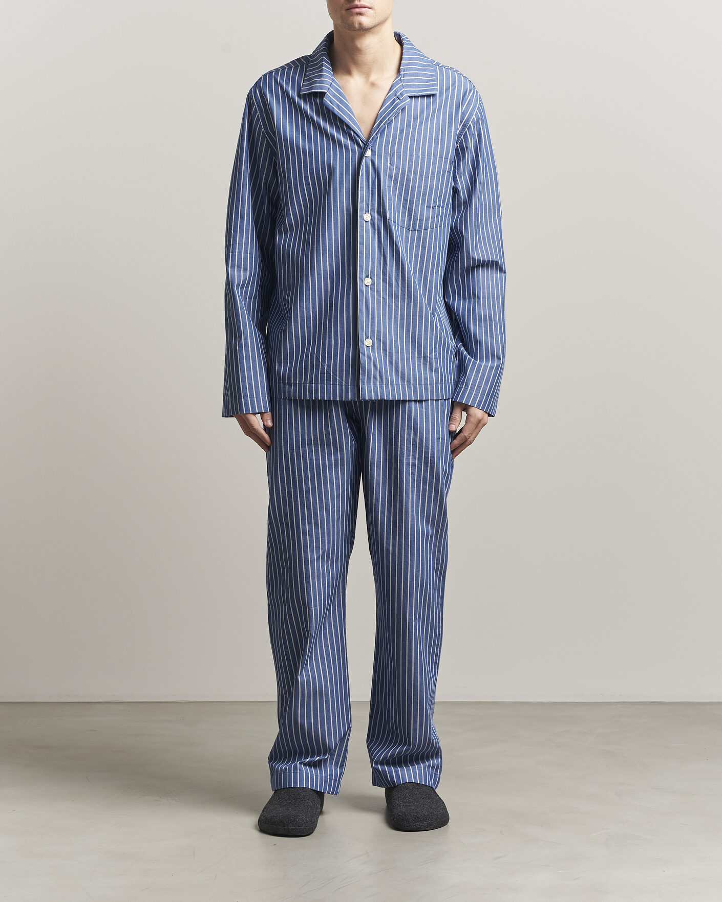 Herre | Pyjamaser og badekåper | GANT | Striped Poplin Pyjama Set Deep Cobalt