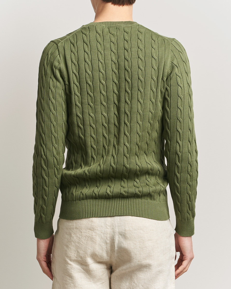 Herre | Gensere | Gant | Cotton Cable Crew Neck Pullover Dry Herb Green