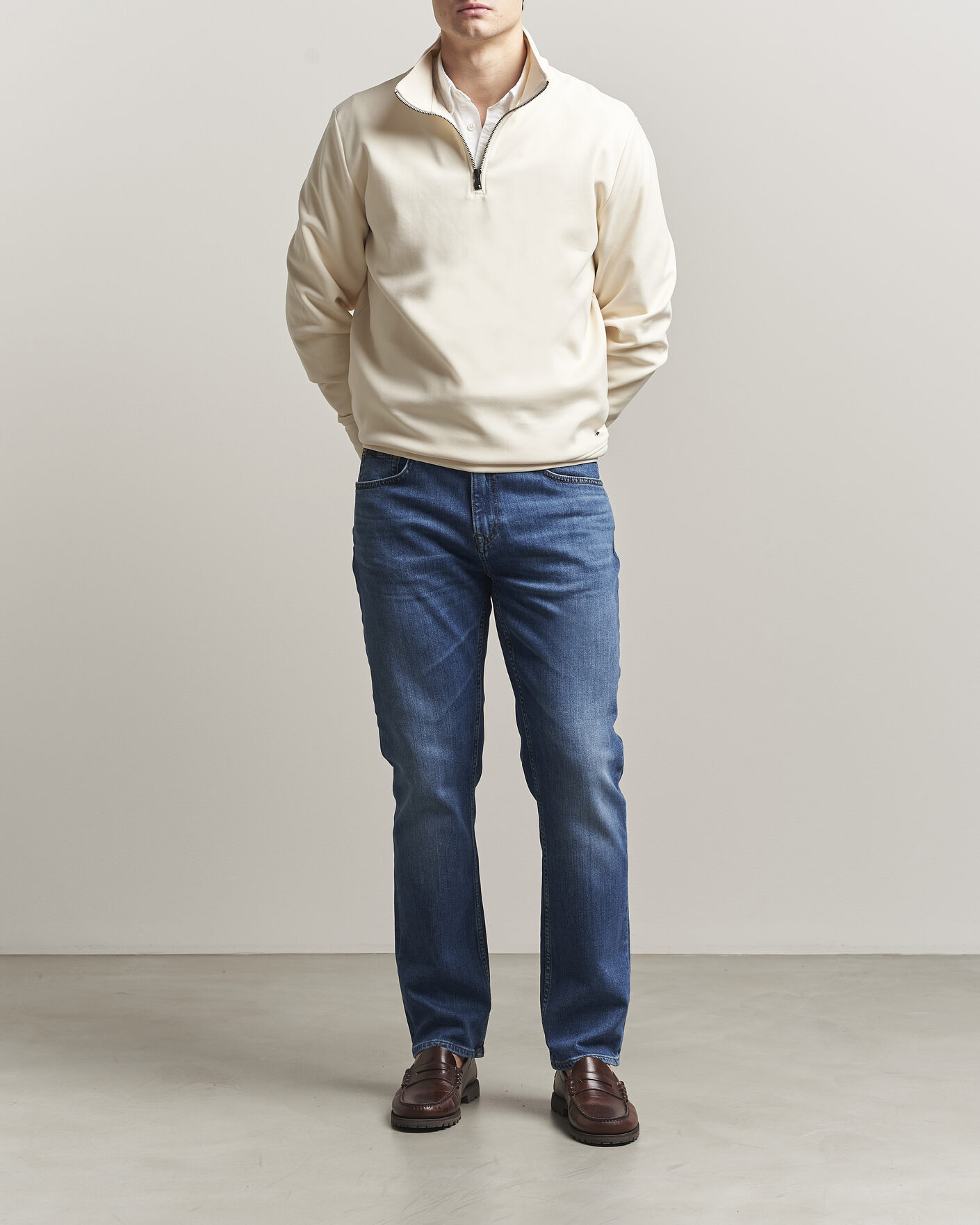 Herre | Gensere | GANT | Interlock Half Zip Creamed White