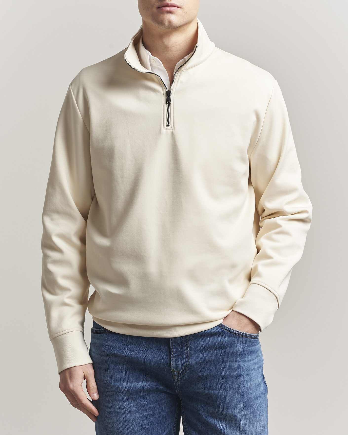 Herre | Gensere | Gant | Interlock Half Zip Creamed White