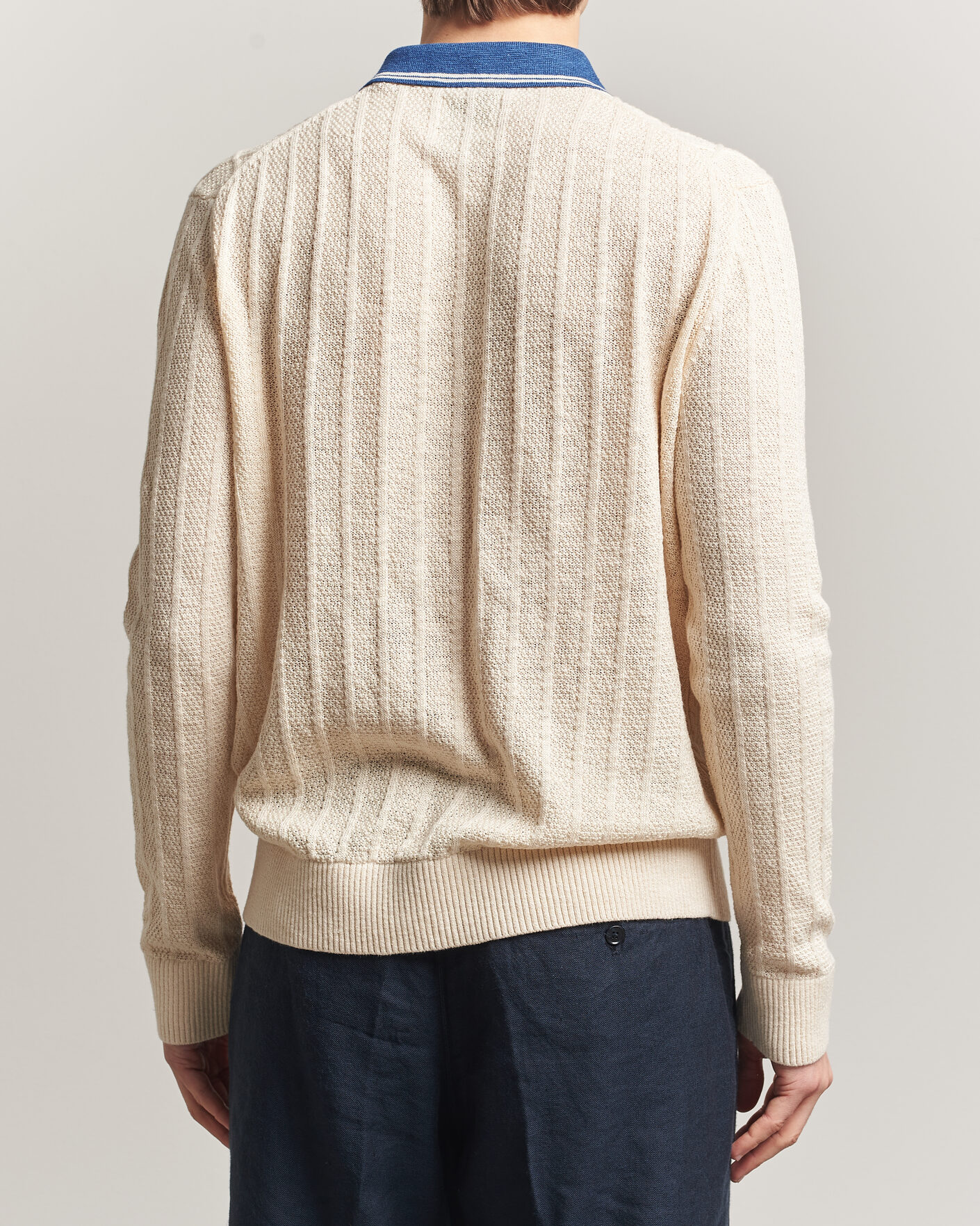 Herre | Gensere | GANT | Linen/Cotton Knitted Polo Creamed White