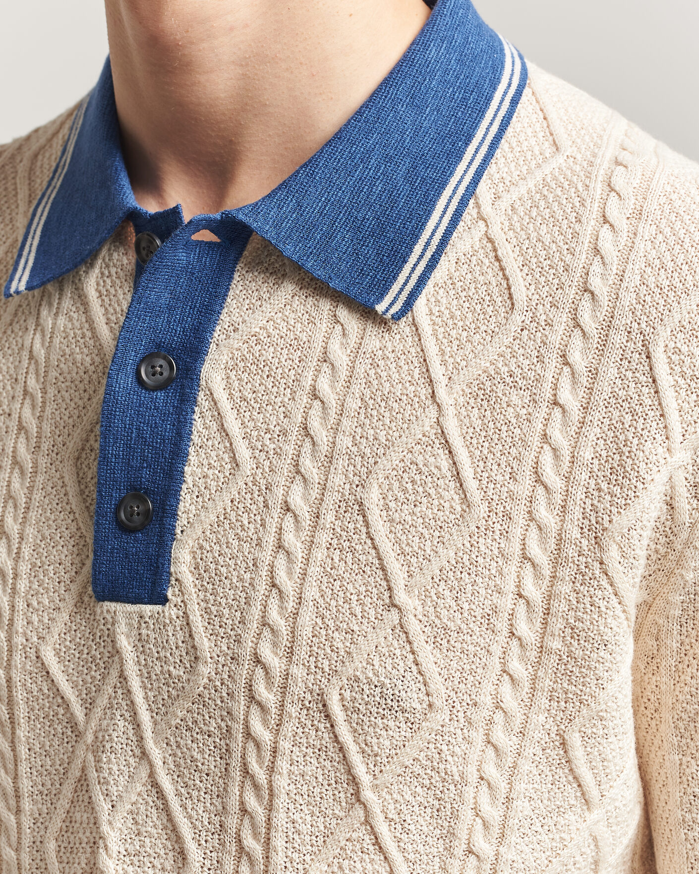 Herre | Gensere | GANT | Linen/Cotton Knitted Polo Creamed White