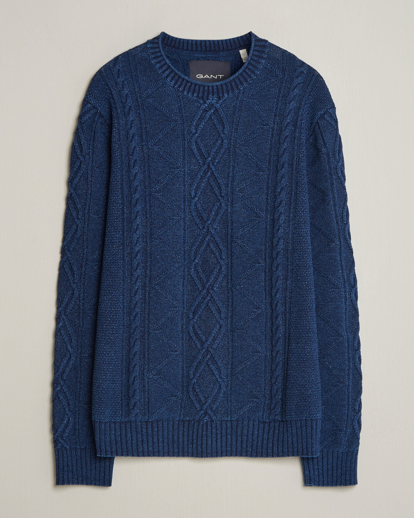 Herre | Gensere | Gant | Indigo Aran Knitted Sweater Rich Navy