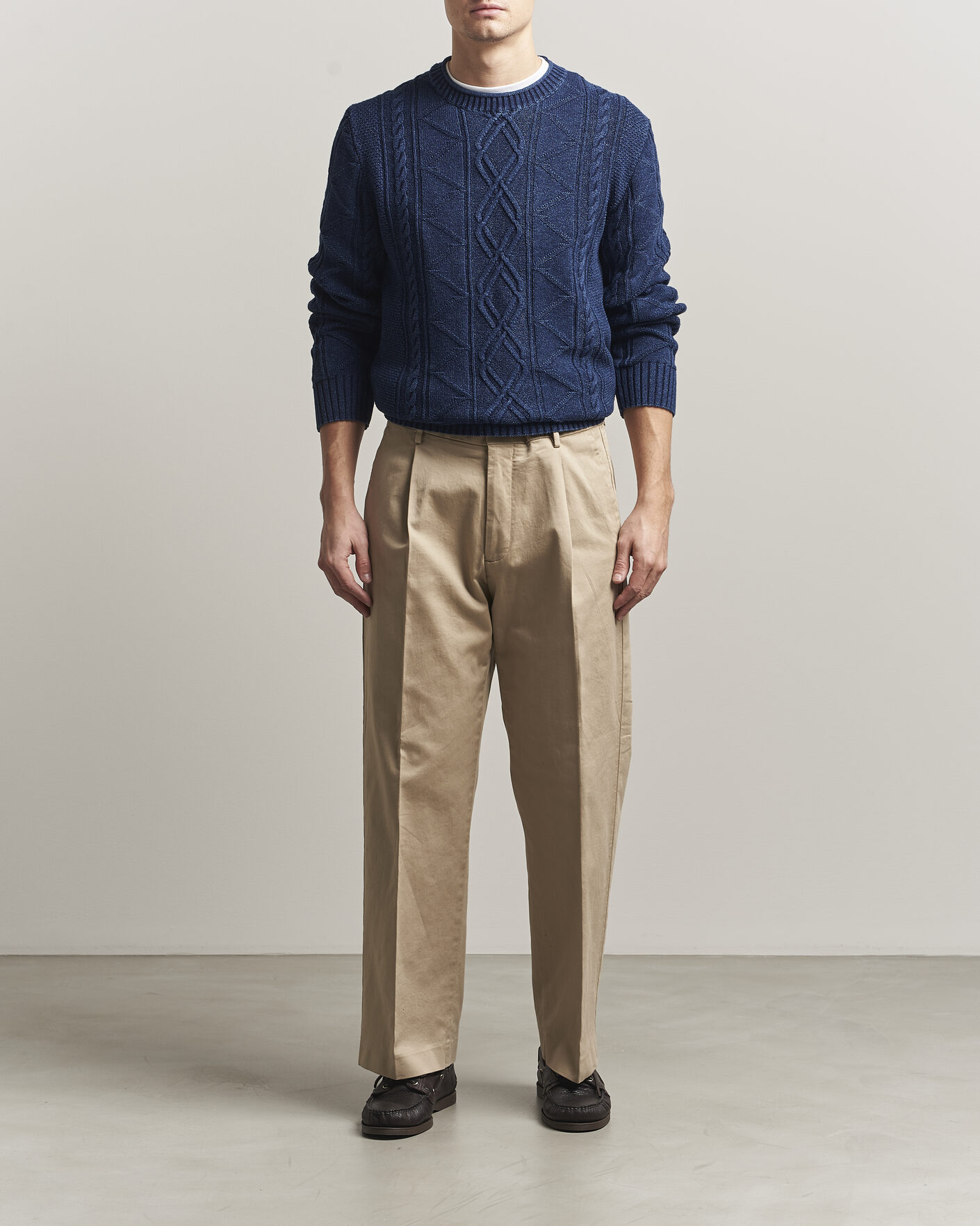 Herre | Gensere | GANT | Indigo Aran Knitted Sweater Rich Navy