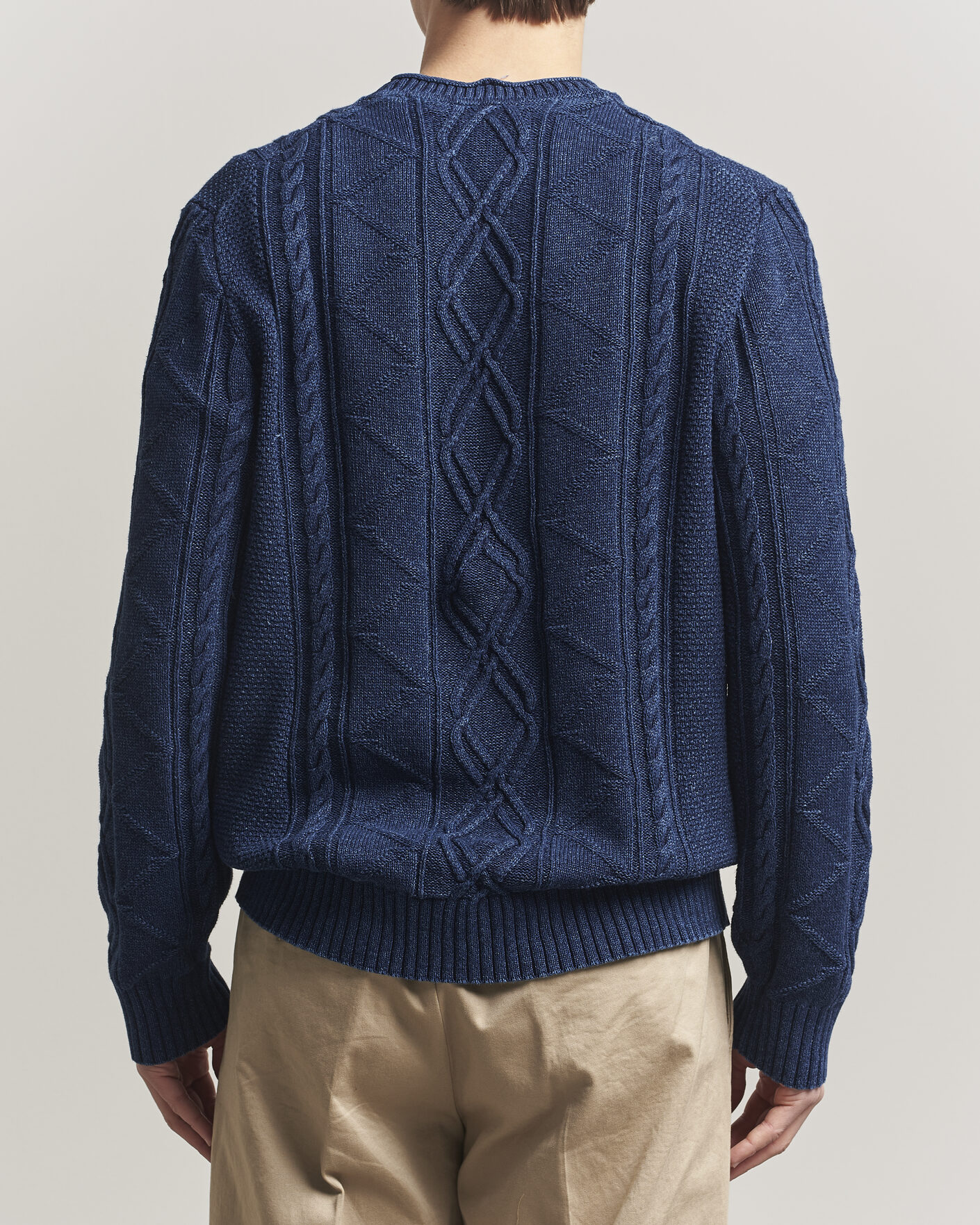 Herre | Gensere | GANT | Indigo Aran Knitted Sweater Rich Navy