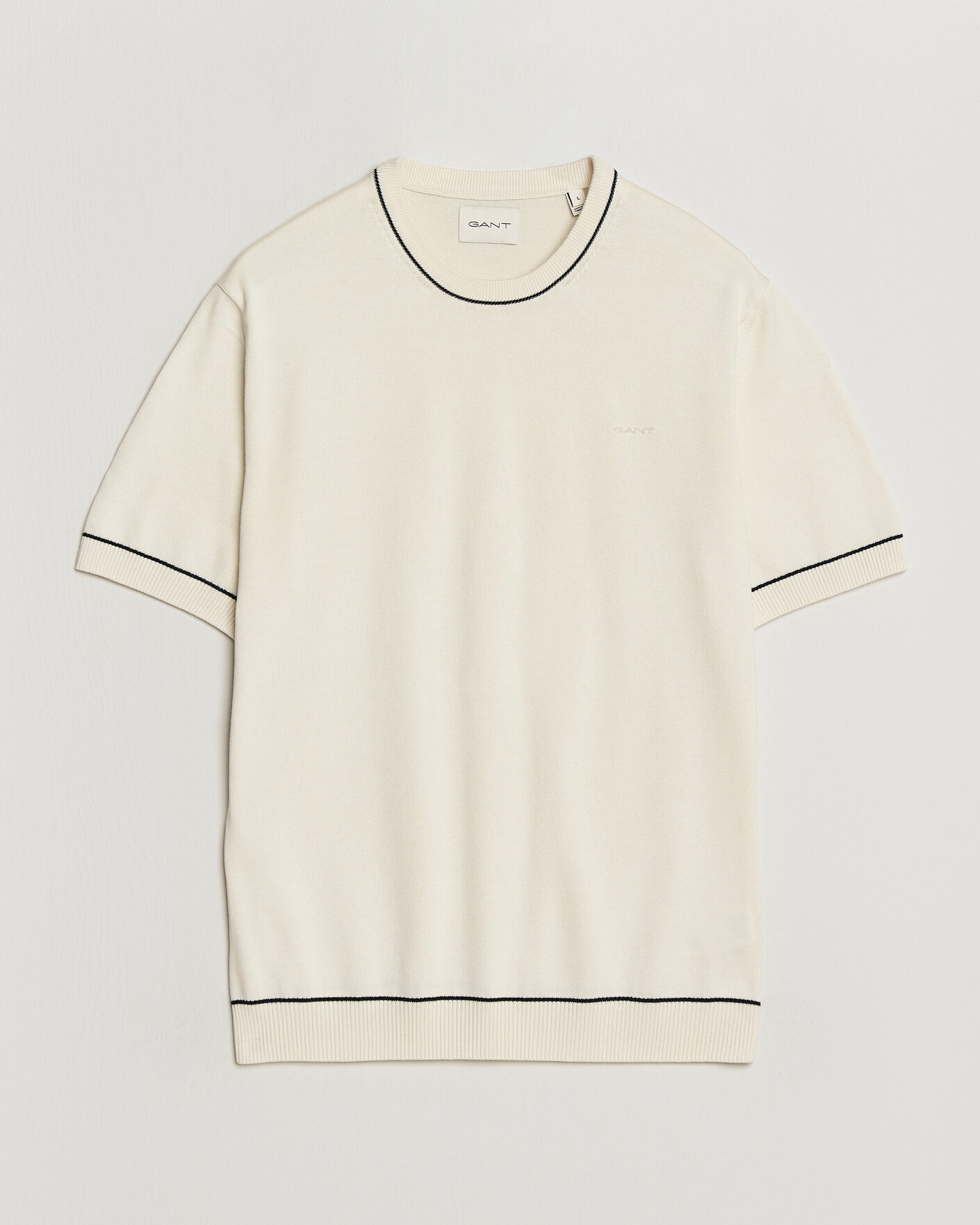 Herre | T-Shirts | GANT | Cotton/Model Knitted T-Shirt Cream