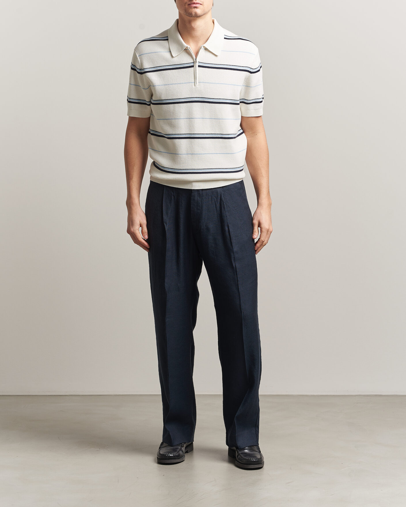 Herre | Pikéer | GANT | Striped Knitted Polo Eggshell