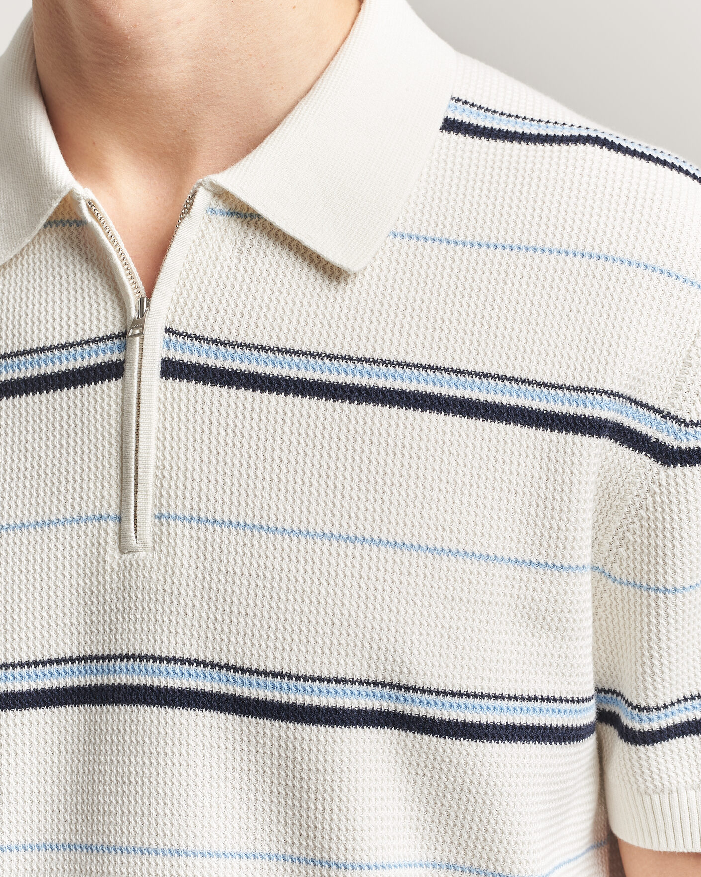 Herre | Pikéer | GANT | Striped Knitted Polo Eggshell