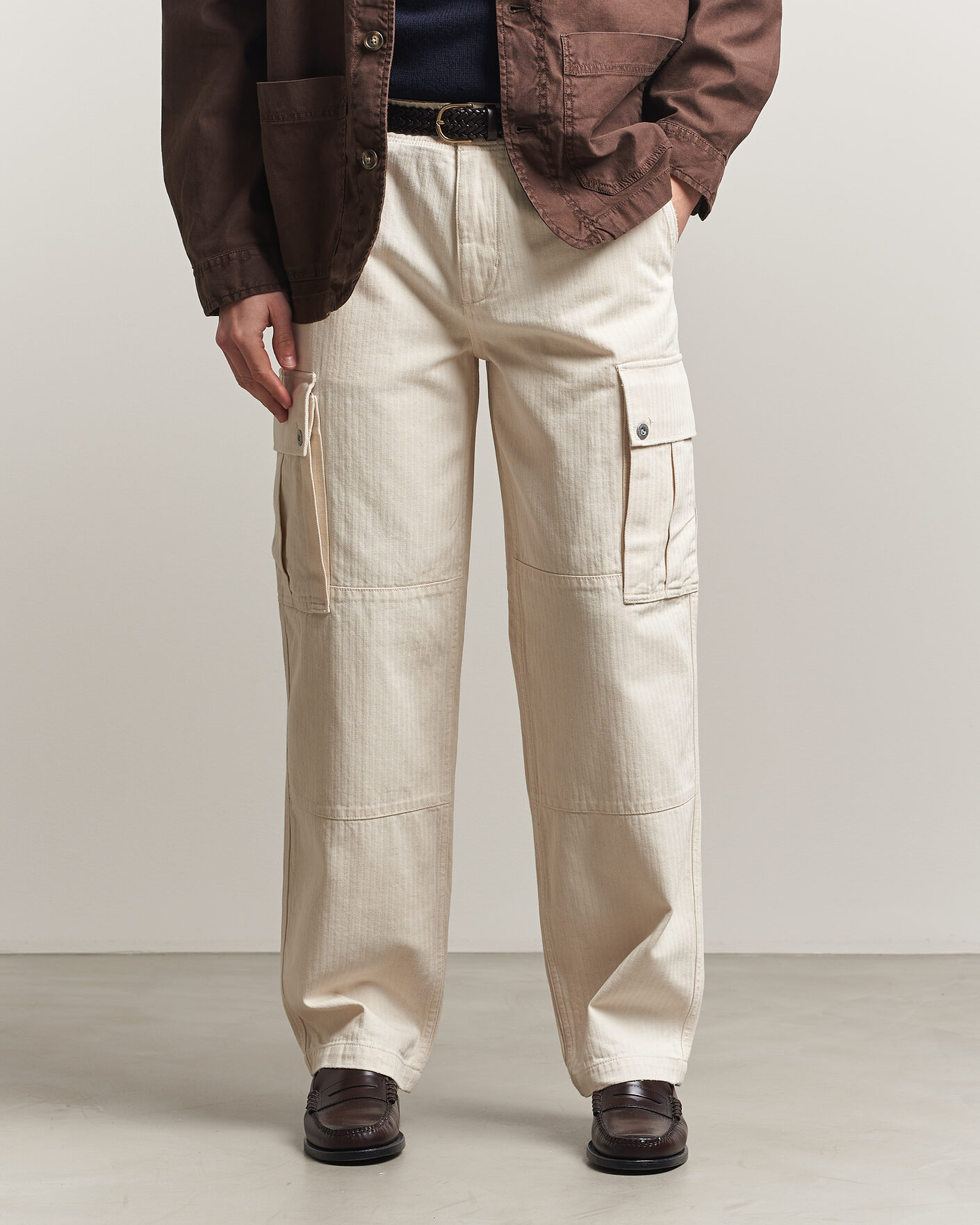 Herre | Bukser | Gant | Relaxed Fit Herringbone Cargo Pants Creamed White