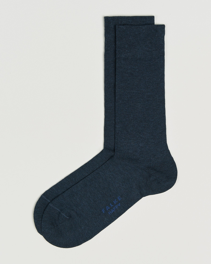 Herre | Undertøy | Falke | Happy 2-Pack Cotton Socks Navy Melange