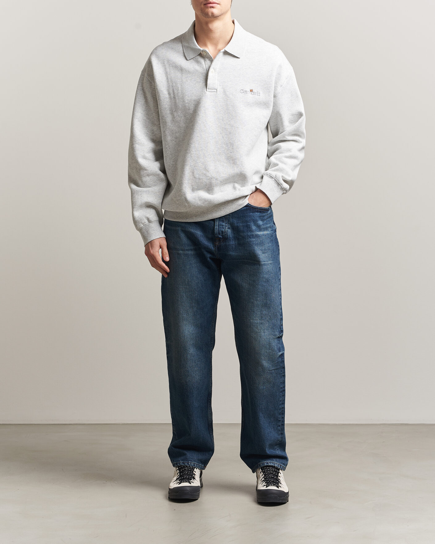 Herre | Gensere | Carhartt WIP | WIP Label Polo Sweatshirt Ash Heather