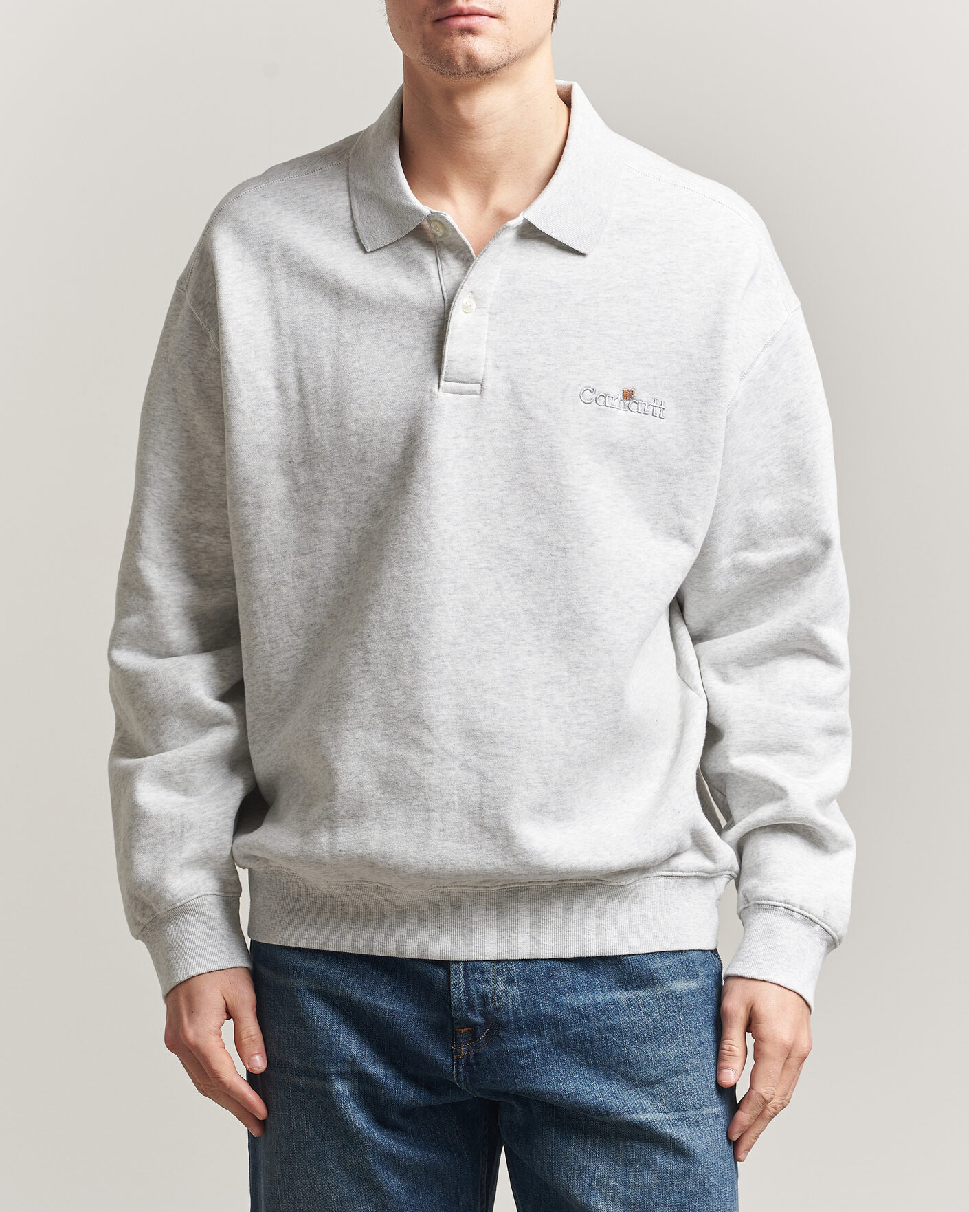 Herre | Gensere | Carhartt WIP | WIP Label Polo Sweatshirt Ash Heather