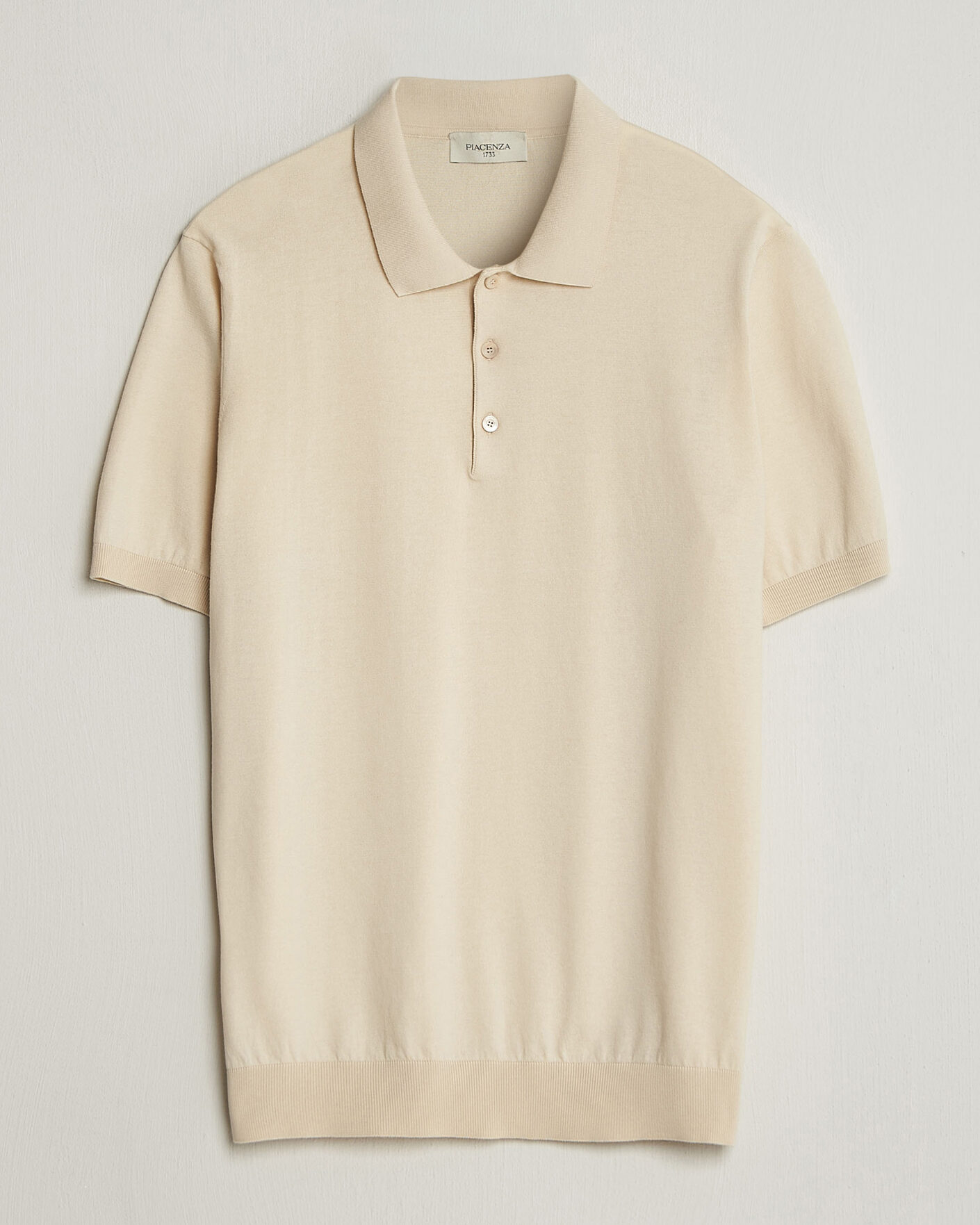 Herre | Pikéer | Piacenza Cashmere | Short Sleeve Knitted Polo Off White