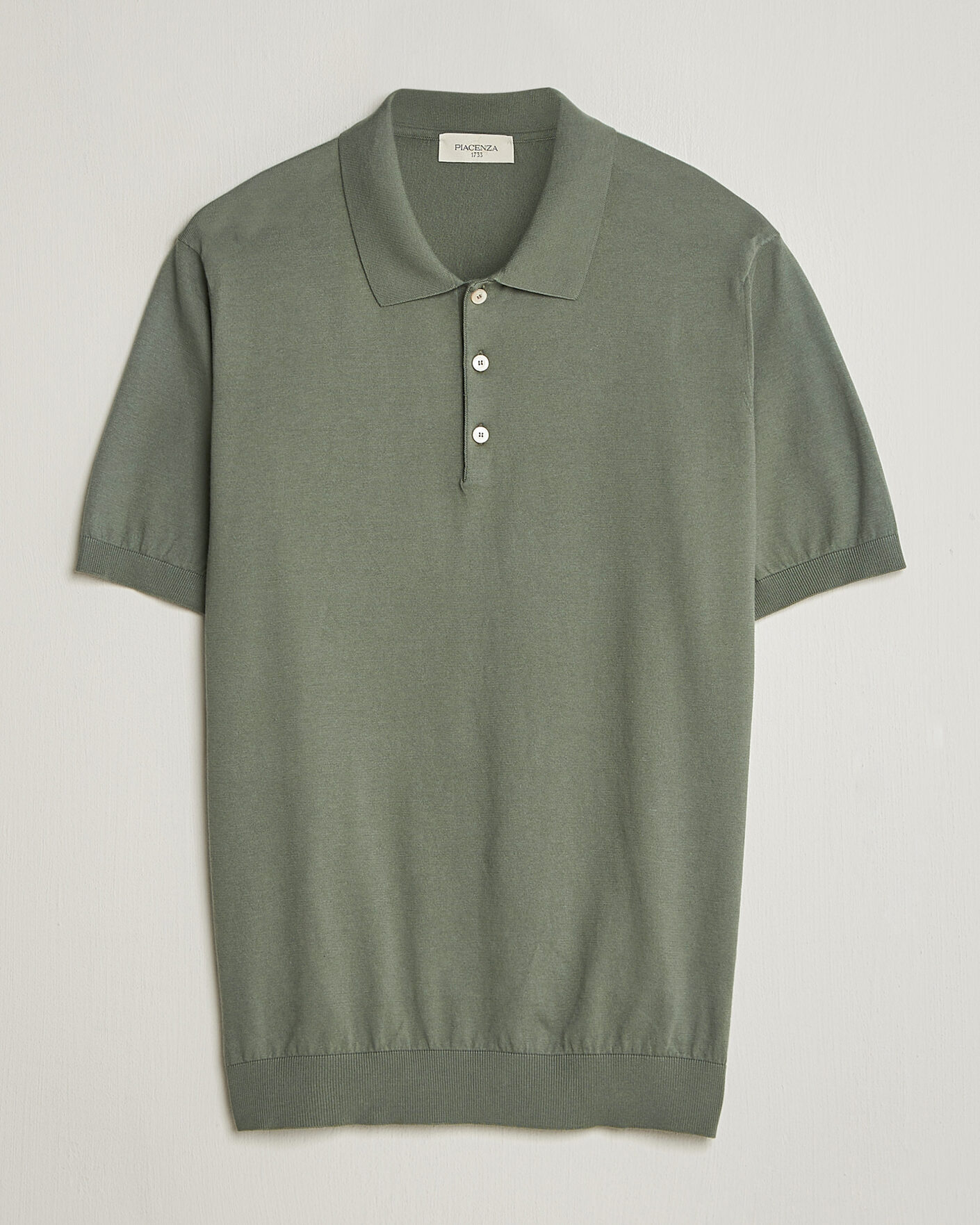 Herre | Pikéer | Piacenza Cashmere | Short Sleeve Knitted Polo Sage