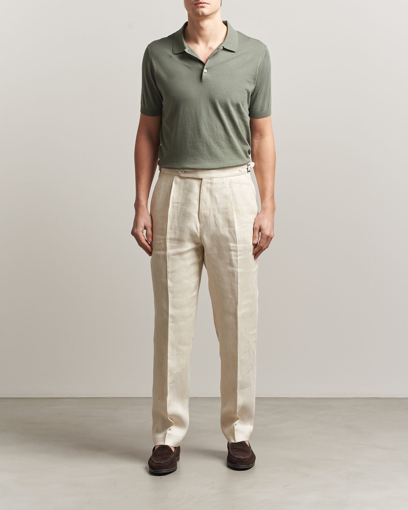 Herre | Pikéer | Piacenza Cashmere | Short Sleeve Knitted Polo Sage
