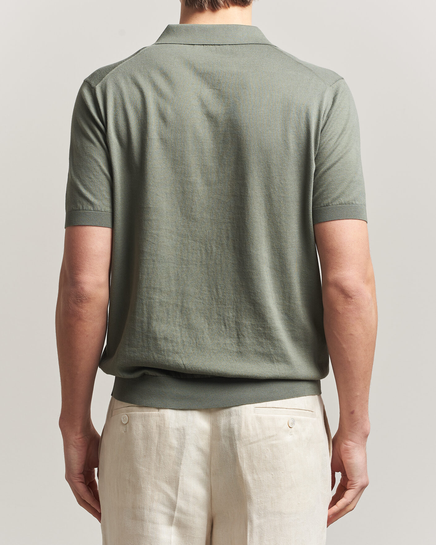 Herre | Pikéer | Piacenza Cashmere | Short Sleeve Knitted Polo Sage